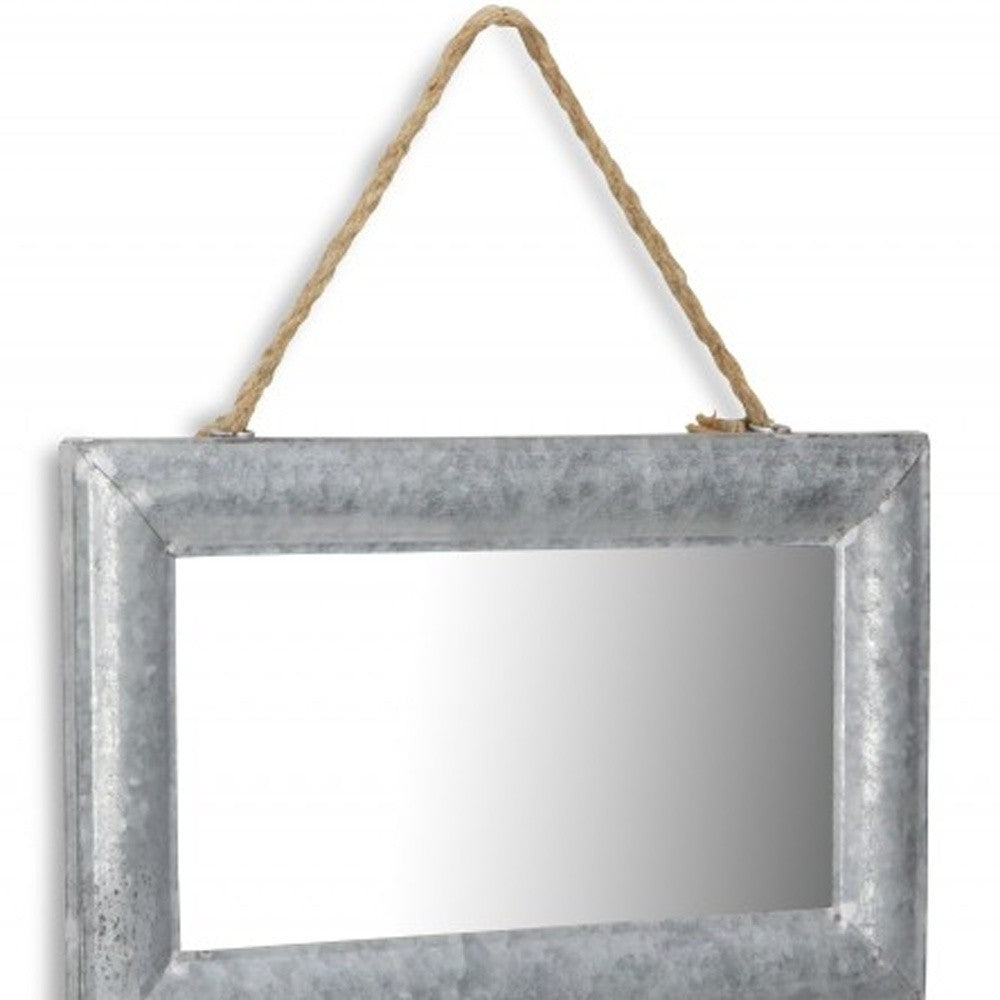 Galvanized Metal Hanging Wall Mirror | 8.5