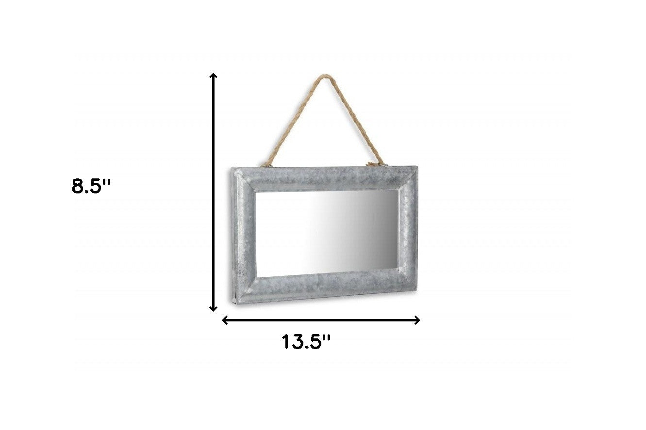 Galvanized Metal Hanging Wall Mirror | 8.5