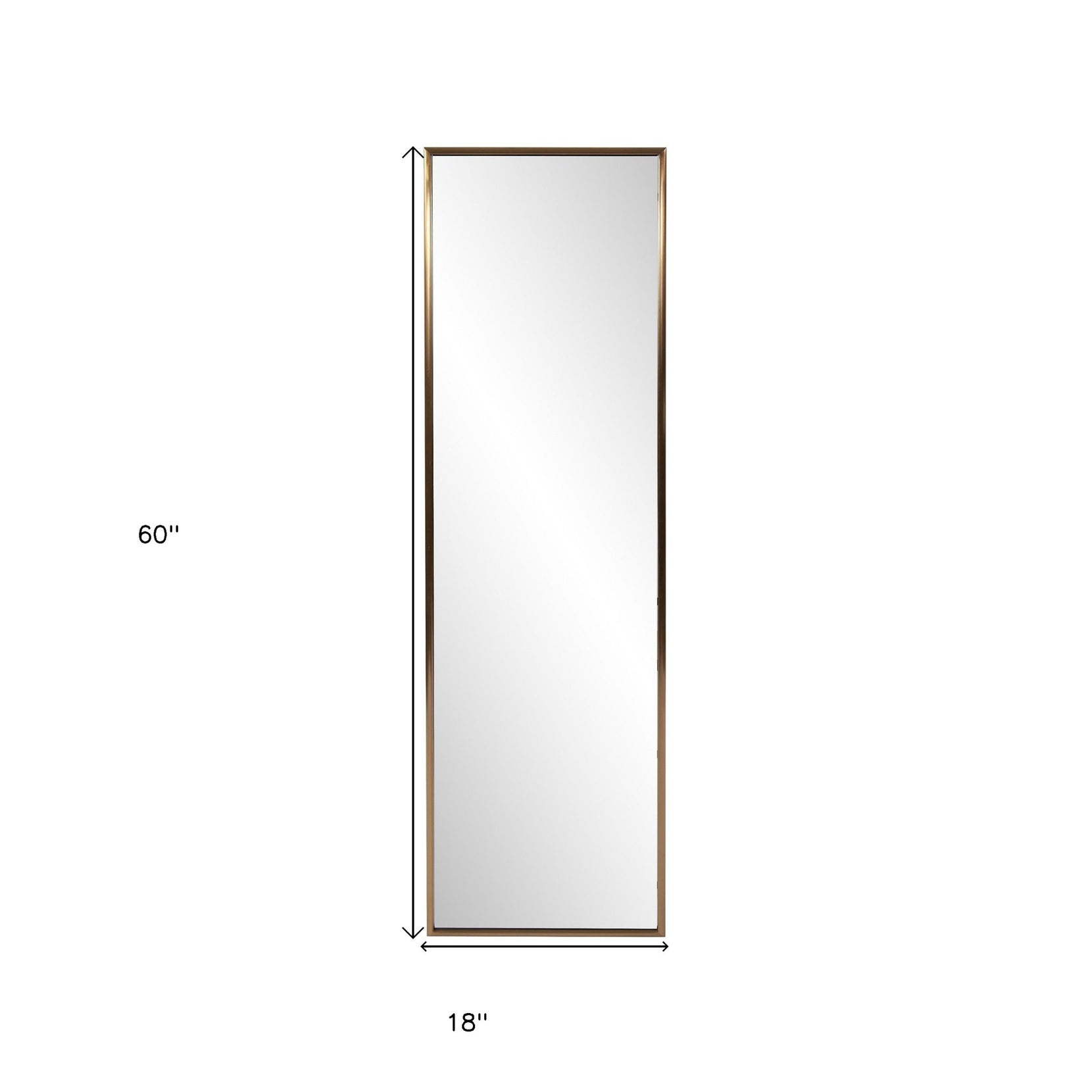 Antique Brushed Brass Rectangular Full Length Wall Mirror | 18