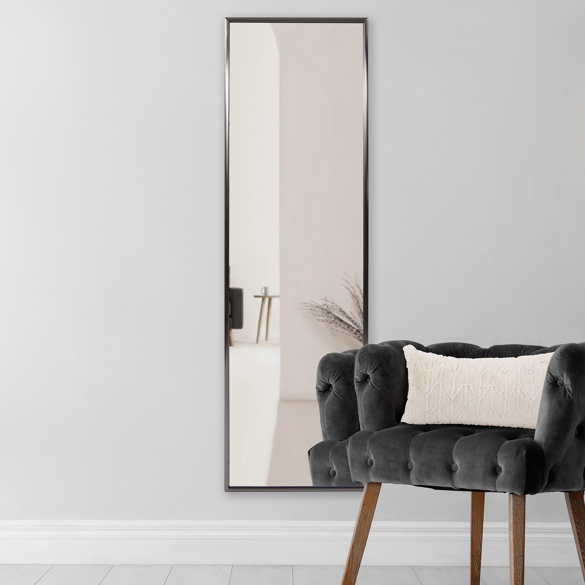 Brushed Titanium Rectangular Full Length Wall Mirror | 18