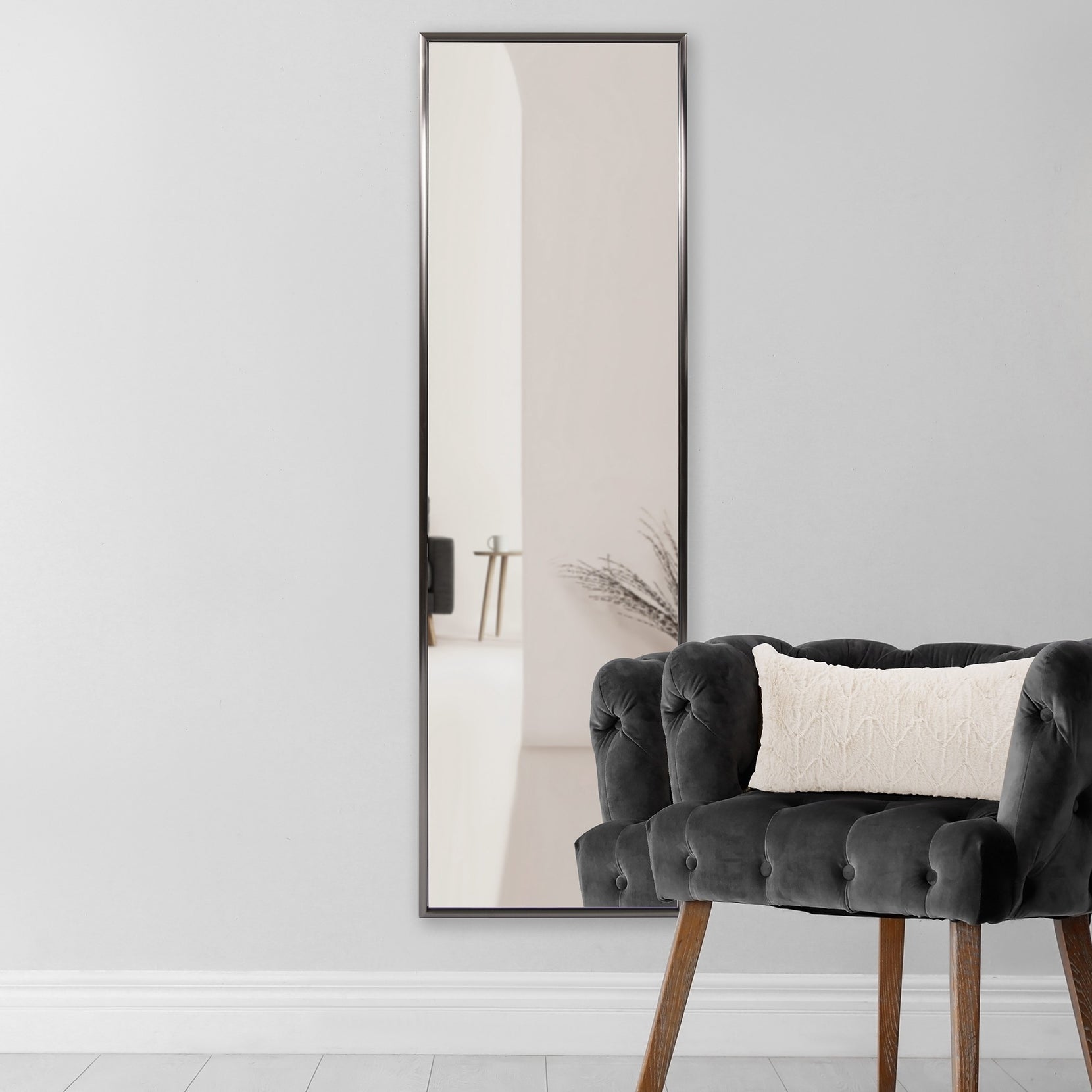 Brushed Titanium Rectangular Full Length Wall Mirror | 18