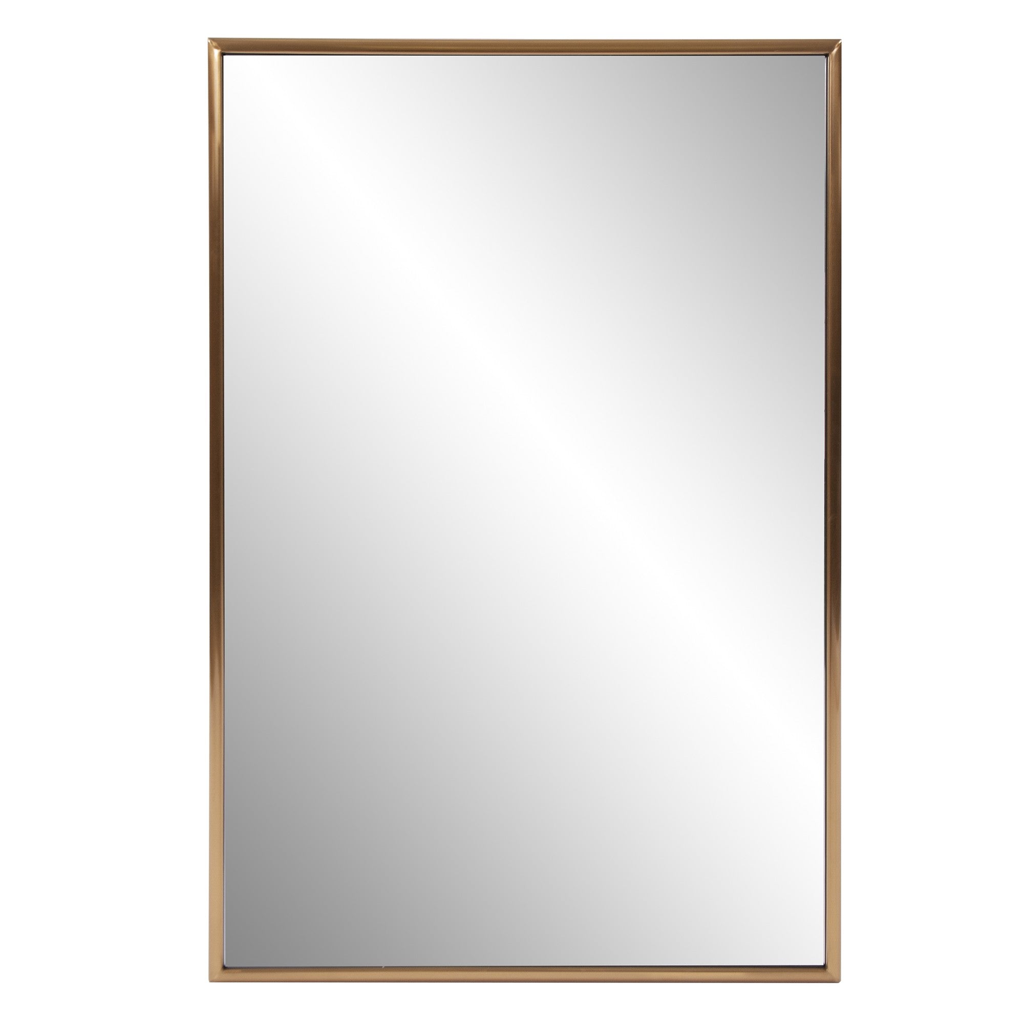 Antiqued Brushed Brass Rectangular Wall Mirror | 24