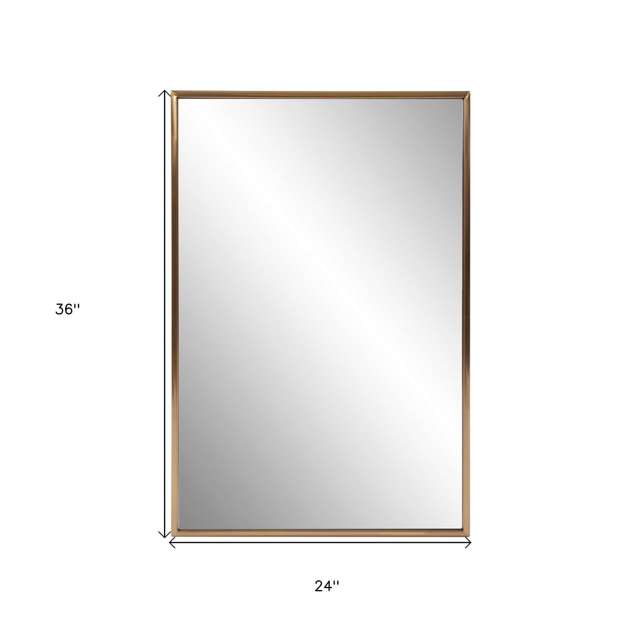 Antiqued Brushed Brass Rectangular Wall Mirror | 24