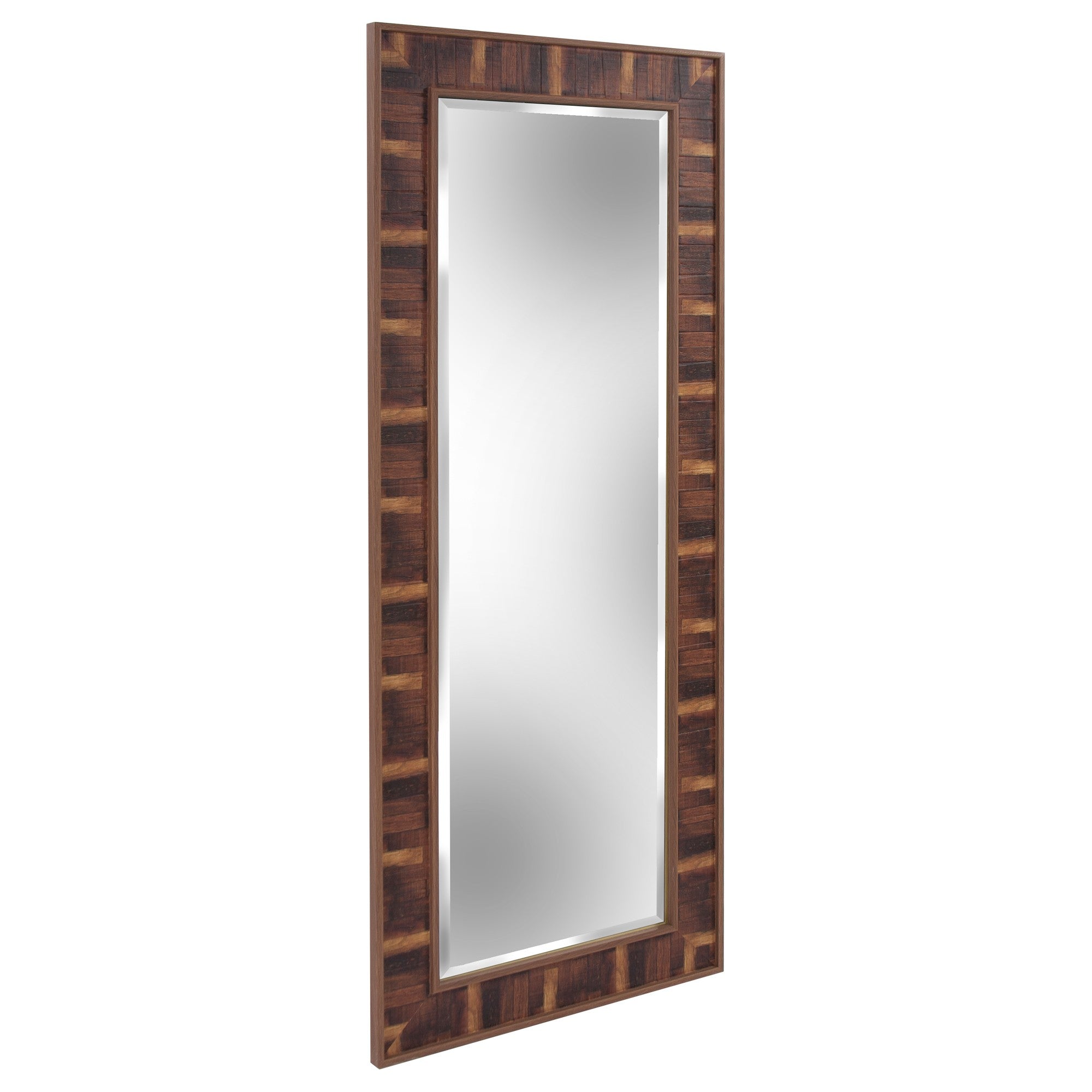 Rich Rustic Brown Faux Wood Full Body Wall Mirror | 24