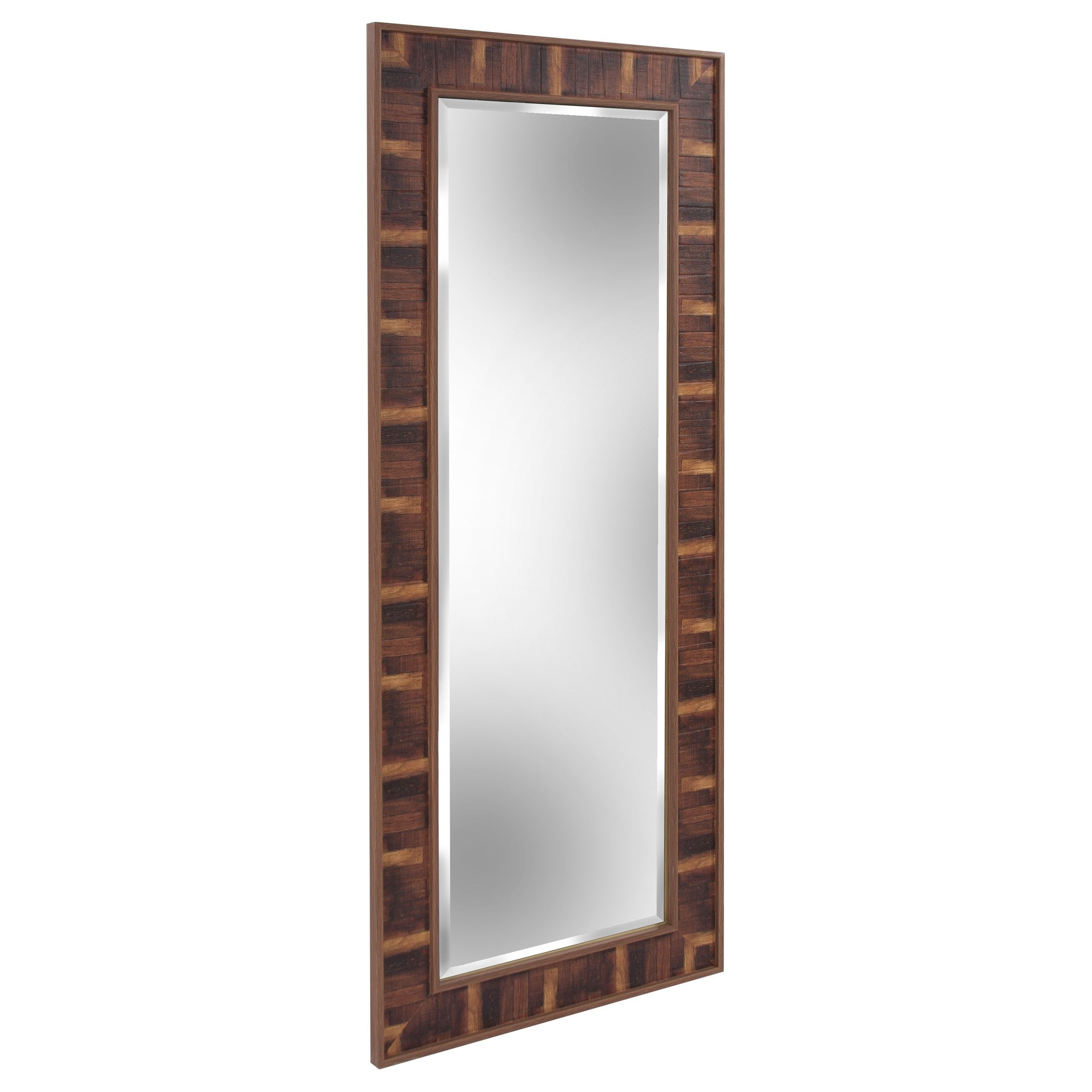 Rich Rustic Brown Faux Wood Full Body Wall Mirror Wallhogs Rich rustic brown faux wood full body wall mirror wallhogs