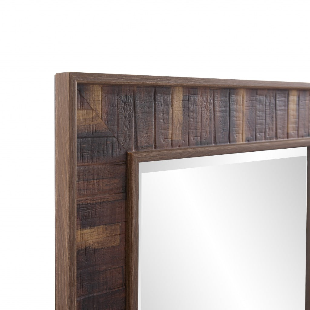 Rich Rustic Brown Faux Wood Full Body Wall Mirror | 24