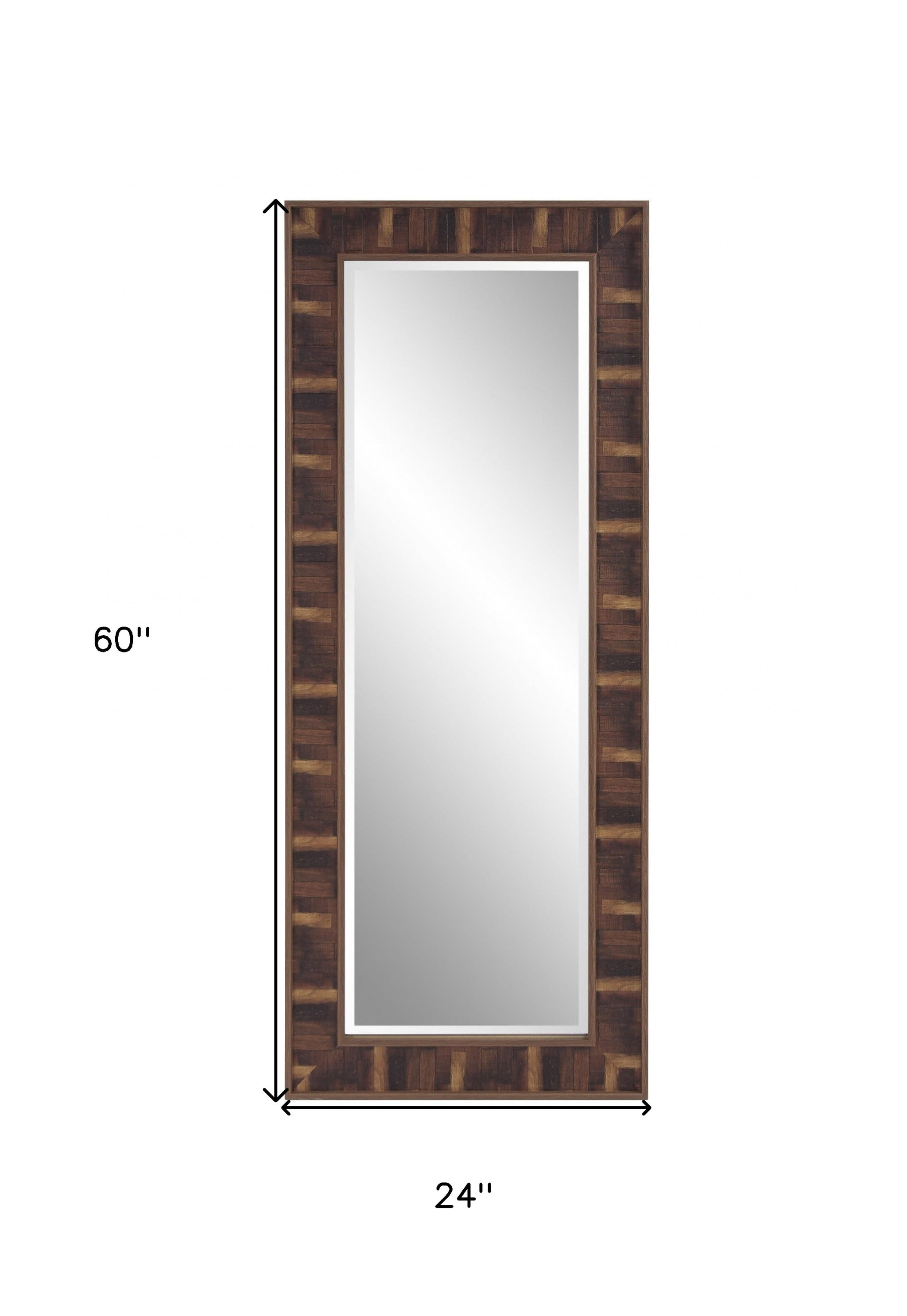 Rich Rustic Brown Faux Wood Full Body Wall Mirror | 24