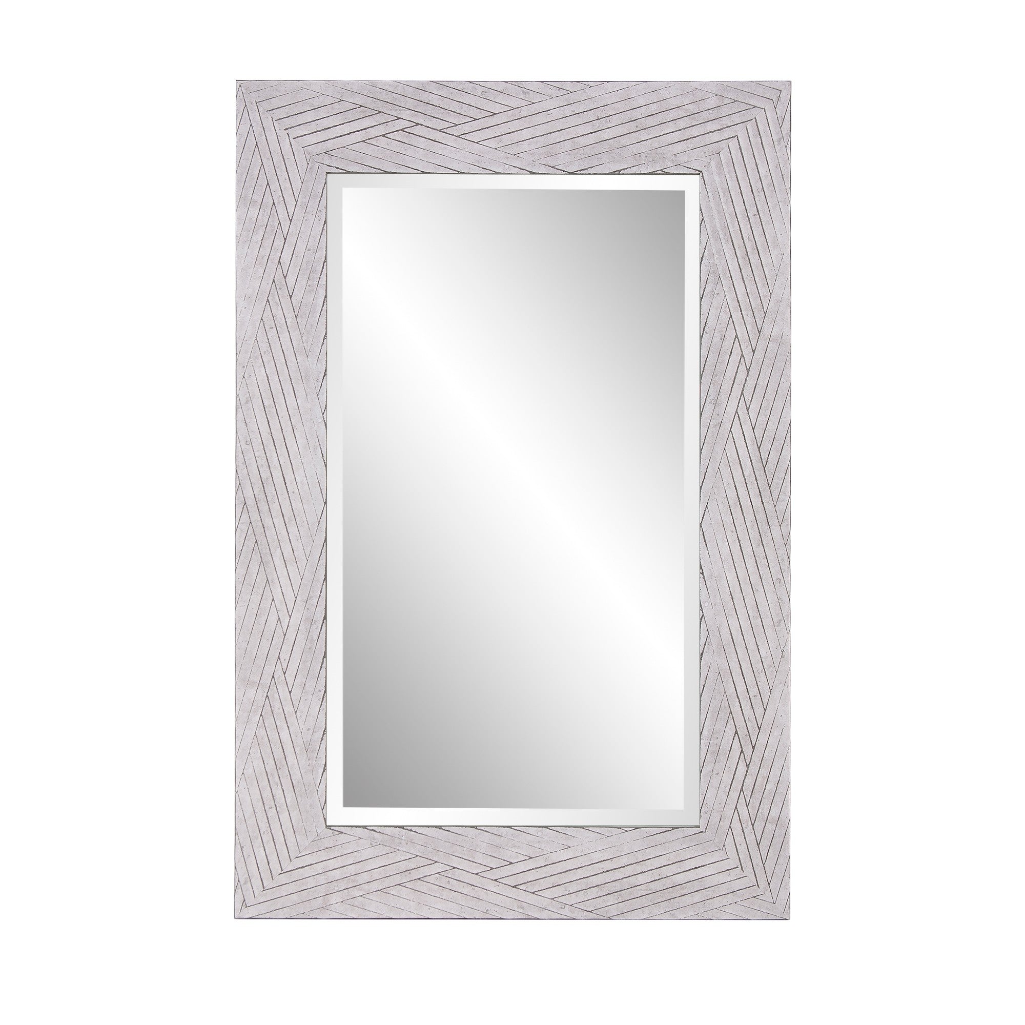 Weathered Gray Woven Faux Wood Rectangular Wall Mirror | 23