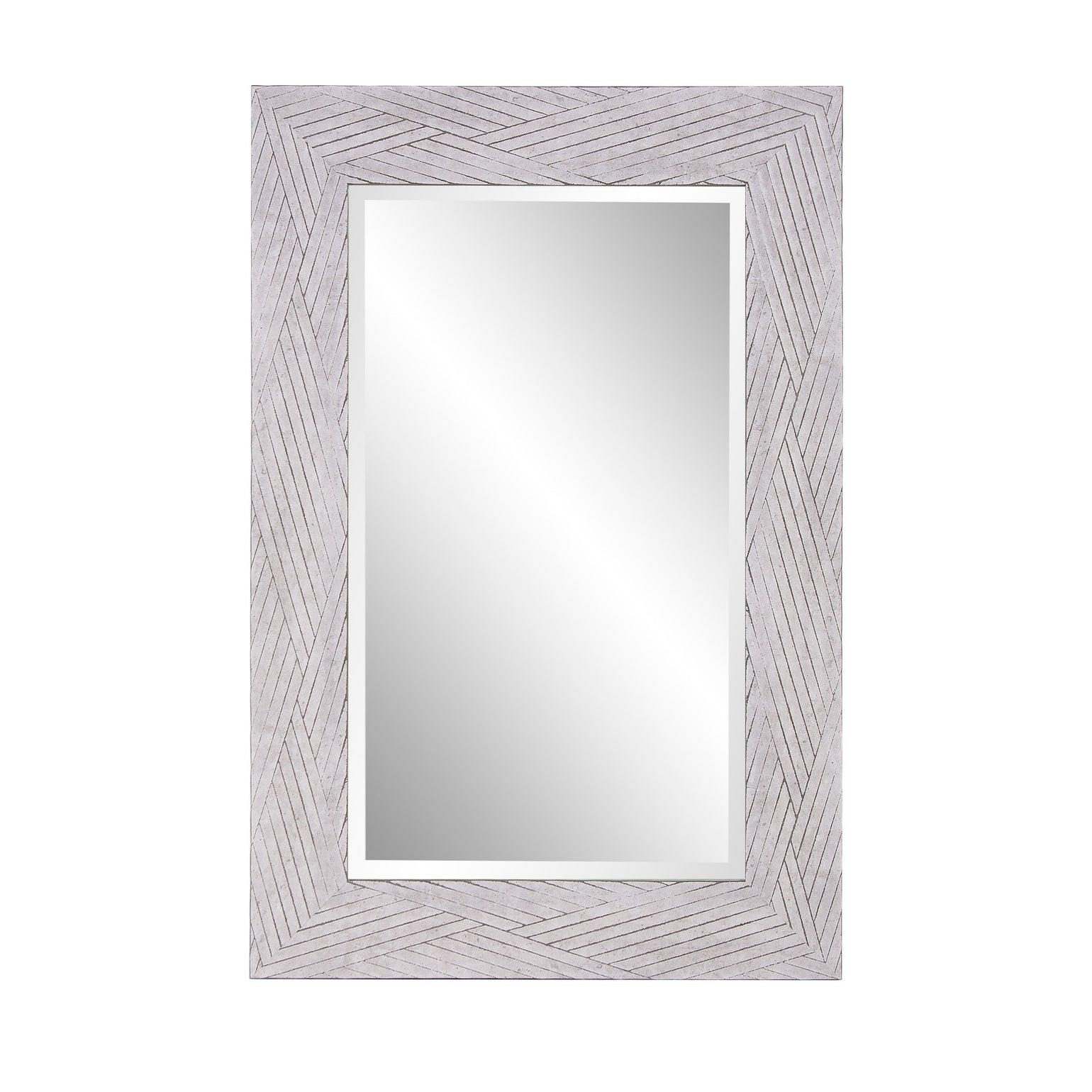 Weathered Gray Woven Faux Wood Rectangular Wall Mirror | 35