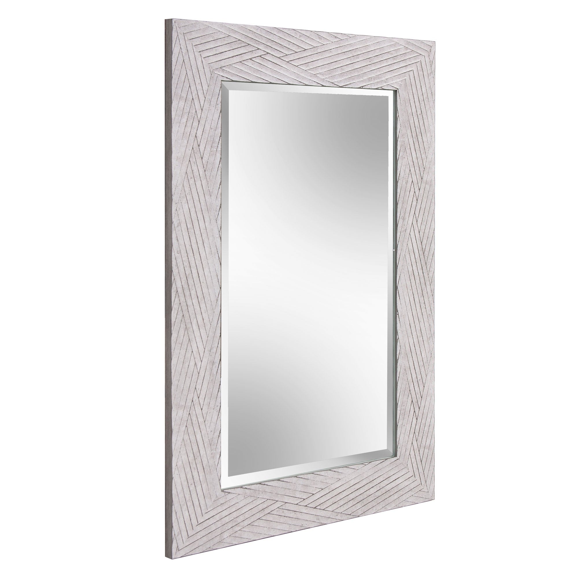 Weathered Gray Woven Faux Wood Rectangular Wall Mirror | 23