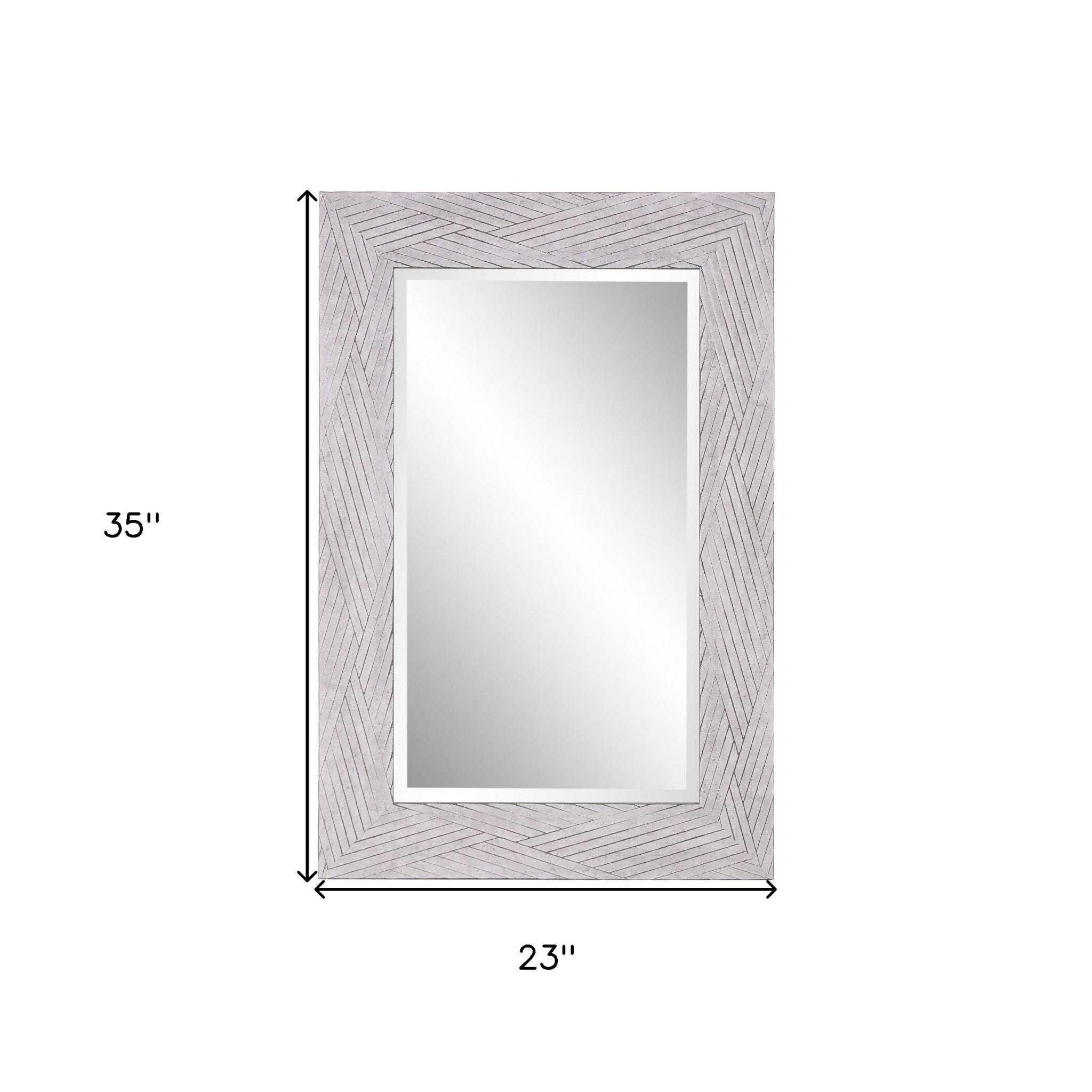 Weathered Gray Woven Faux Wood Rectangular Wall Mirror | 23