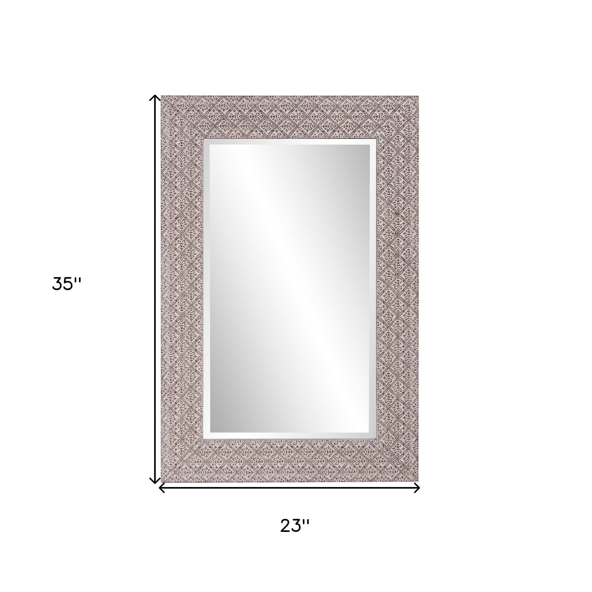 Gray Embossed Faux Wood Rectangular Wall Mirror | 23