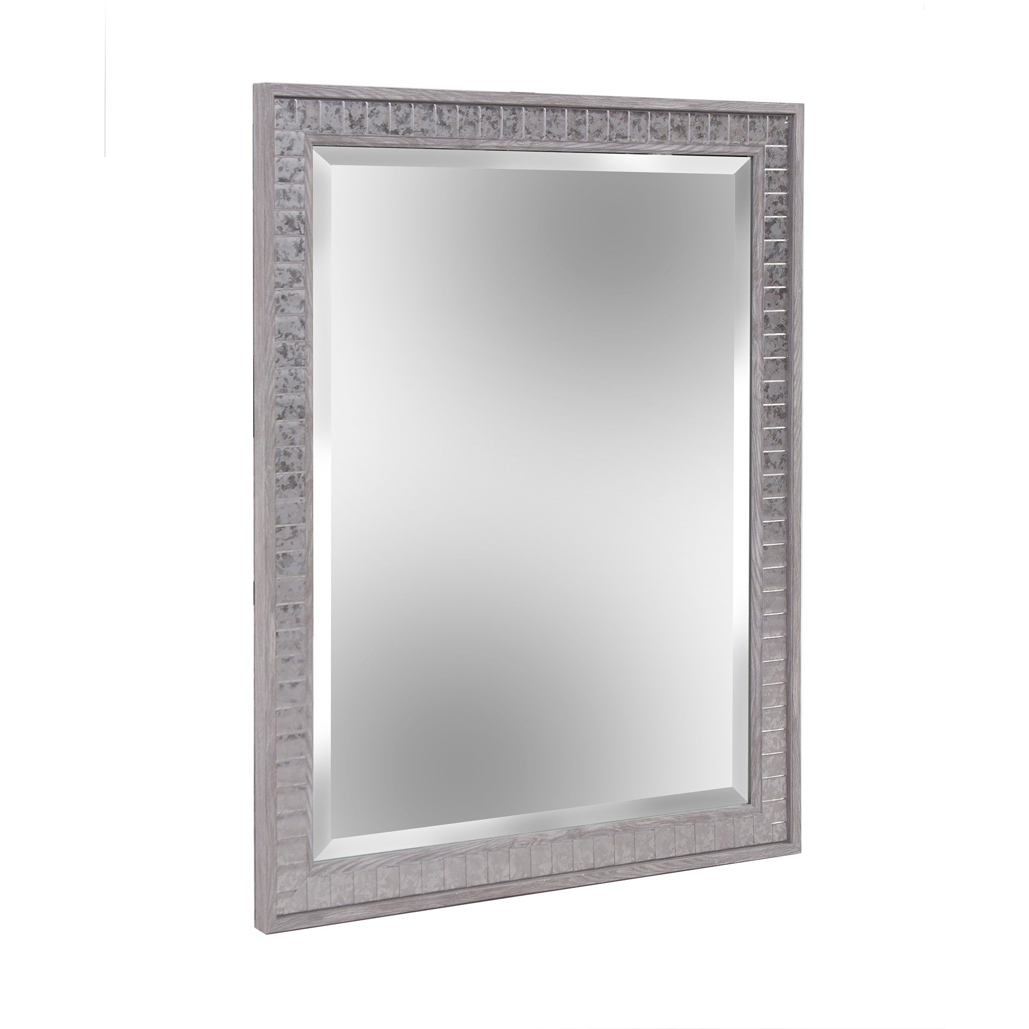 Warm Gray Faux Wood Rectangle Wall Mirror | 22