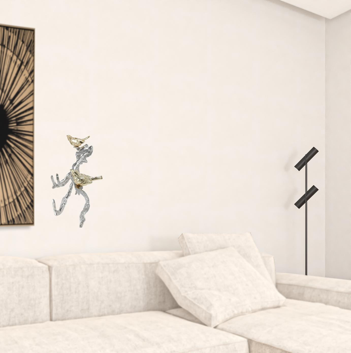 Silver and Gold Bird and Branch 3D Wall Decor | 7