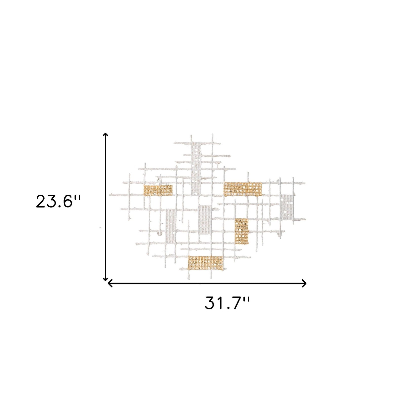 Contemporary White and Gold Geo Grid Wall Art | 23.5