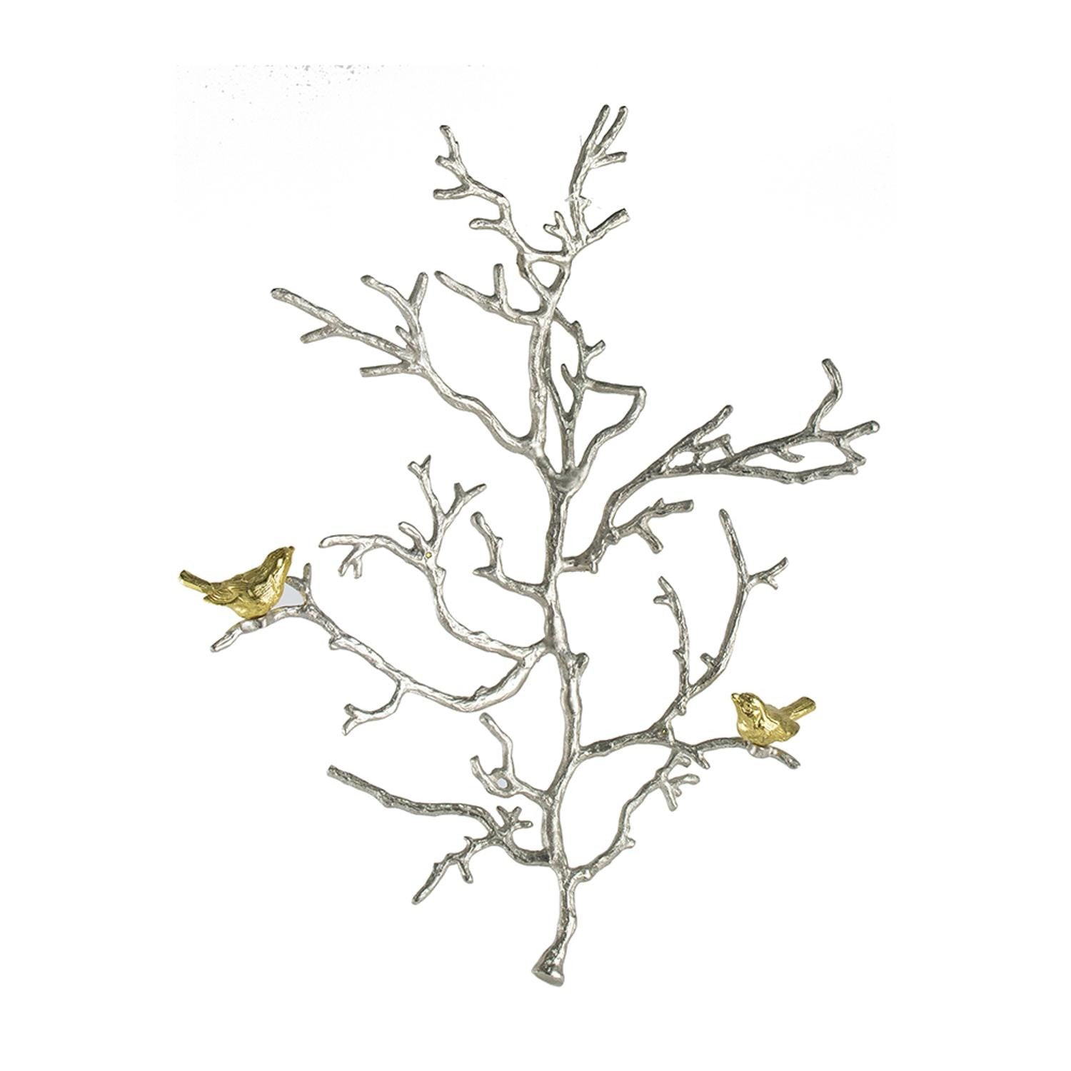 Modern Silver Branch and Golden Birds Wall Art | 17