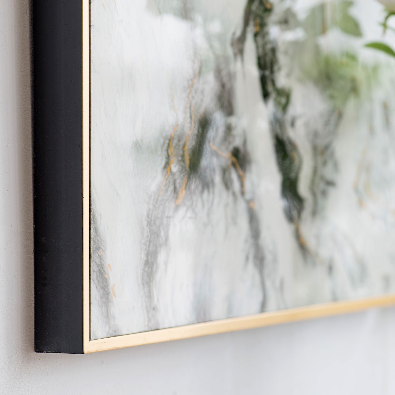 Set of 2 Ultra Modern White Black and Gold Marbleized Wall Art | 30.5