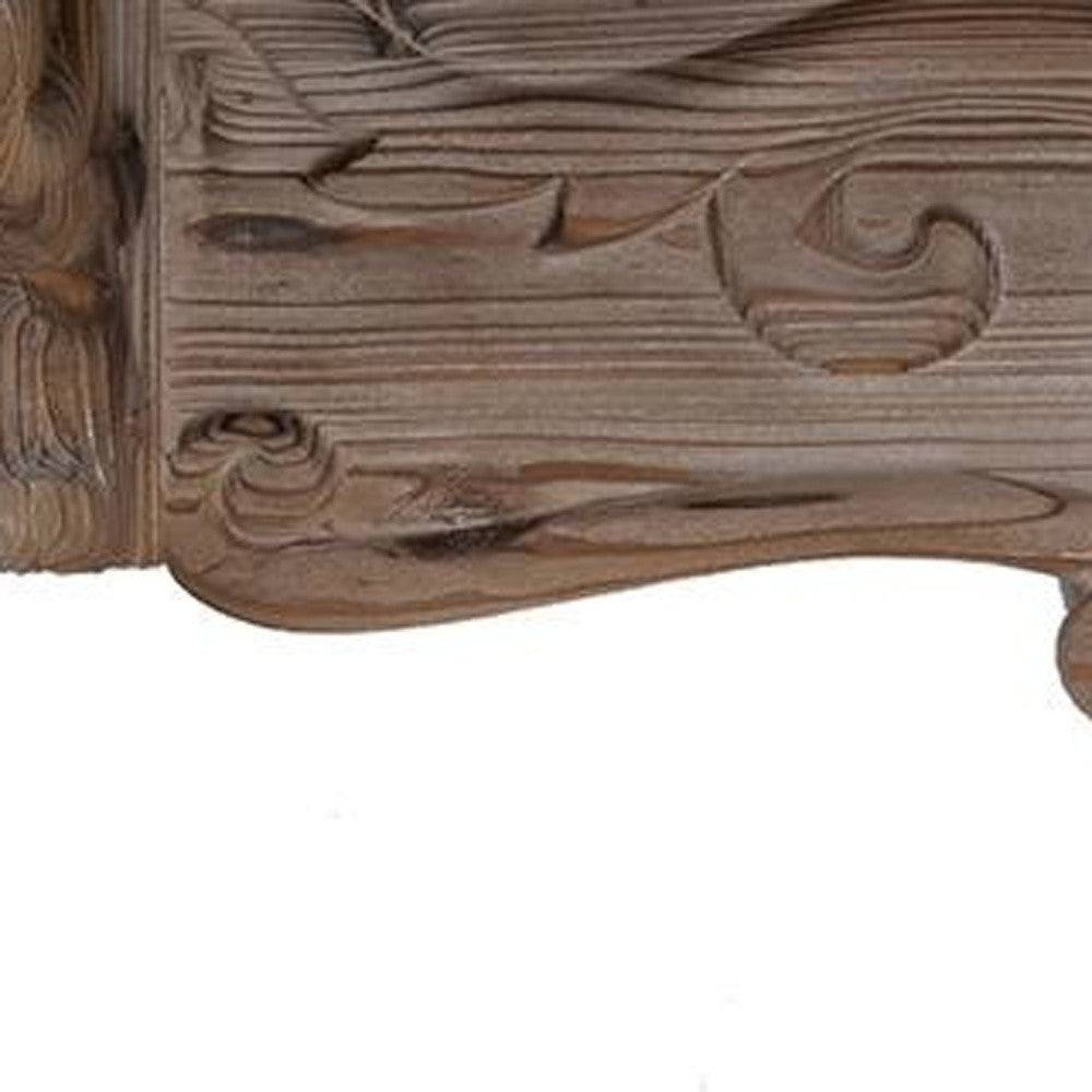 Charming Carved Floral Scroll Wooden Wall Shelf | 7