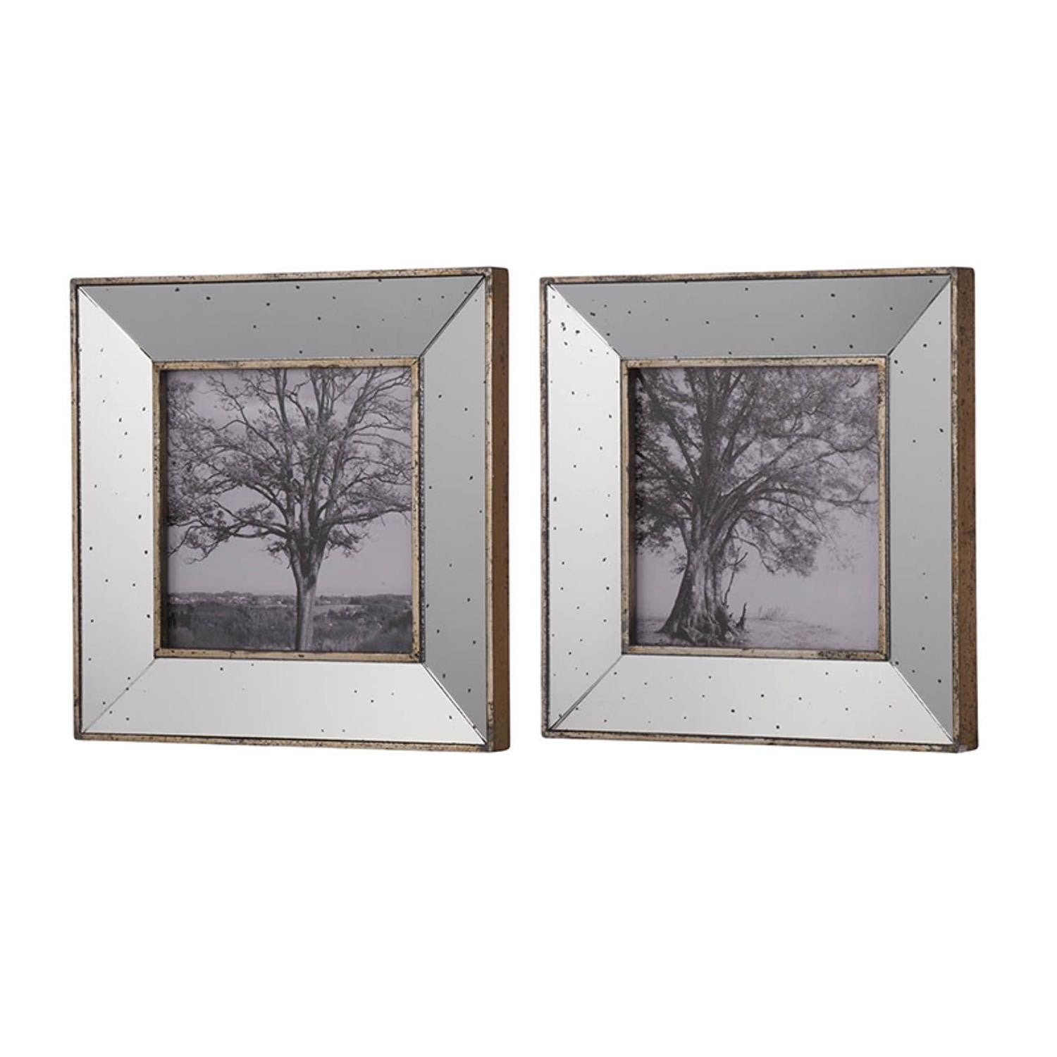 Set of 2 Vintage Style Mirrored Square Picture Frames | 8