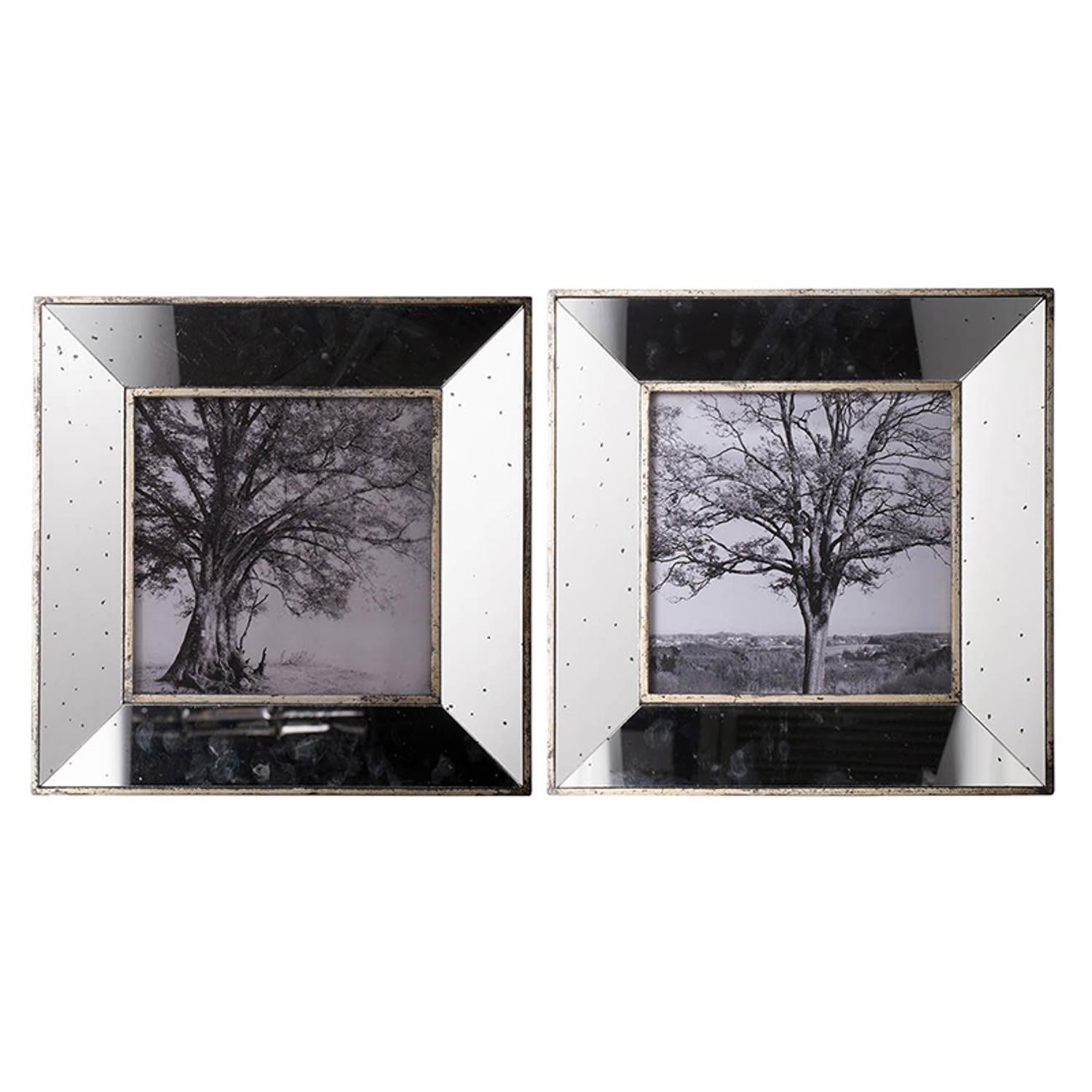 Set of 2 Vintage Style Mirrored Square Picture Frames | 8