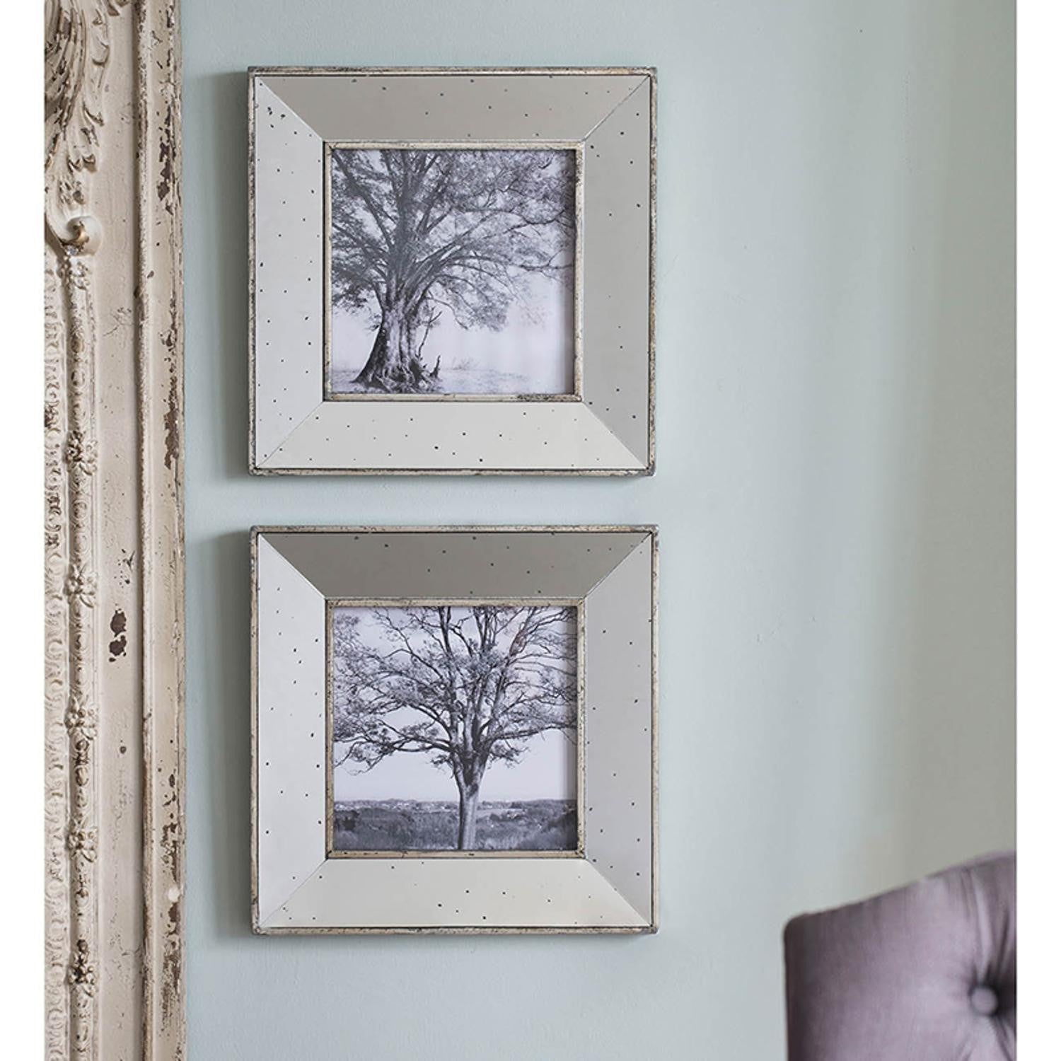 Set of 2 Vintage Style Mirrored Square Picture Frames | 8