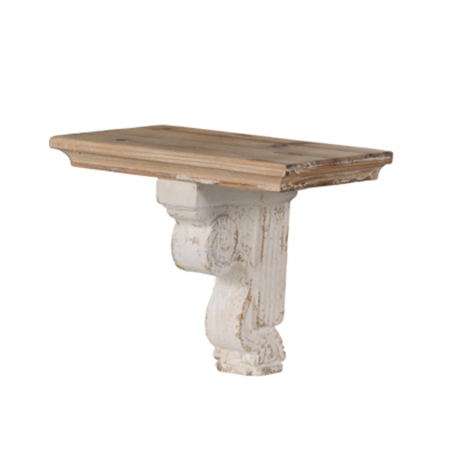 Classic Corbel Style White Washed Wall Shelf | 11.5