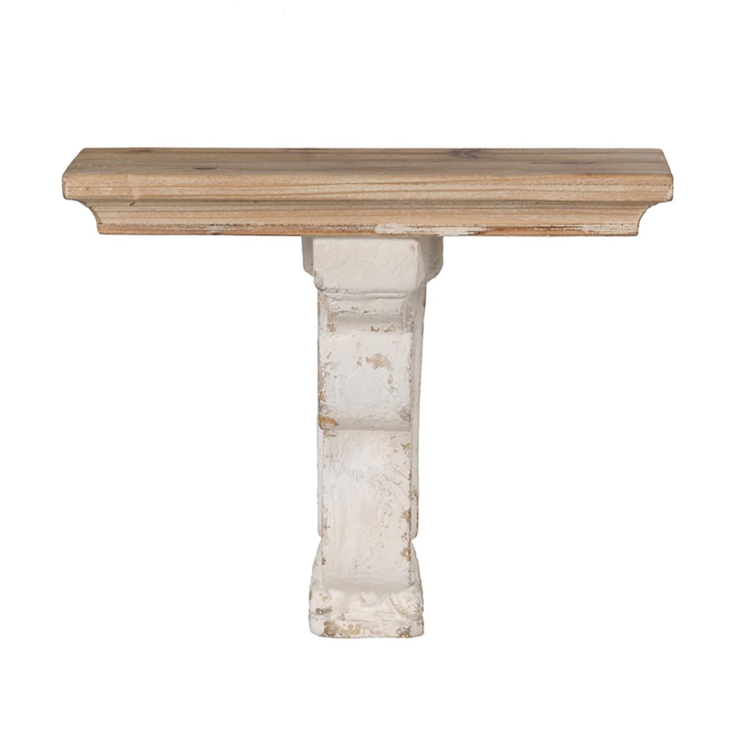 Classic Corbel Style White Washed Wall Shelf | 11.5