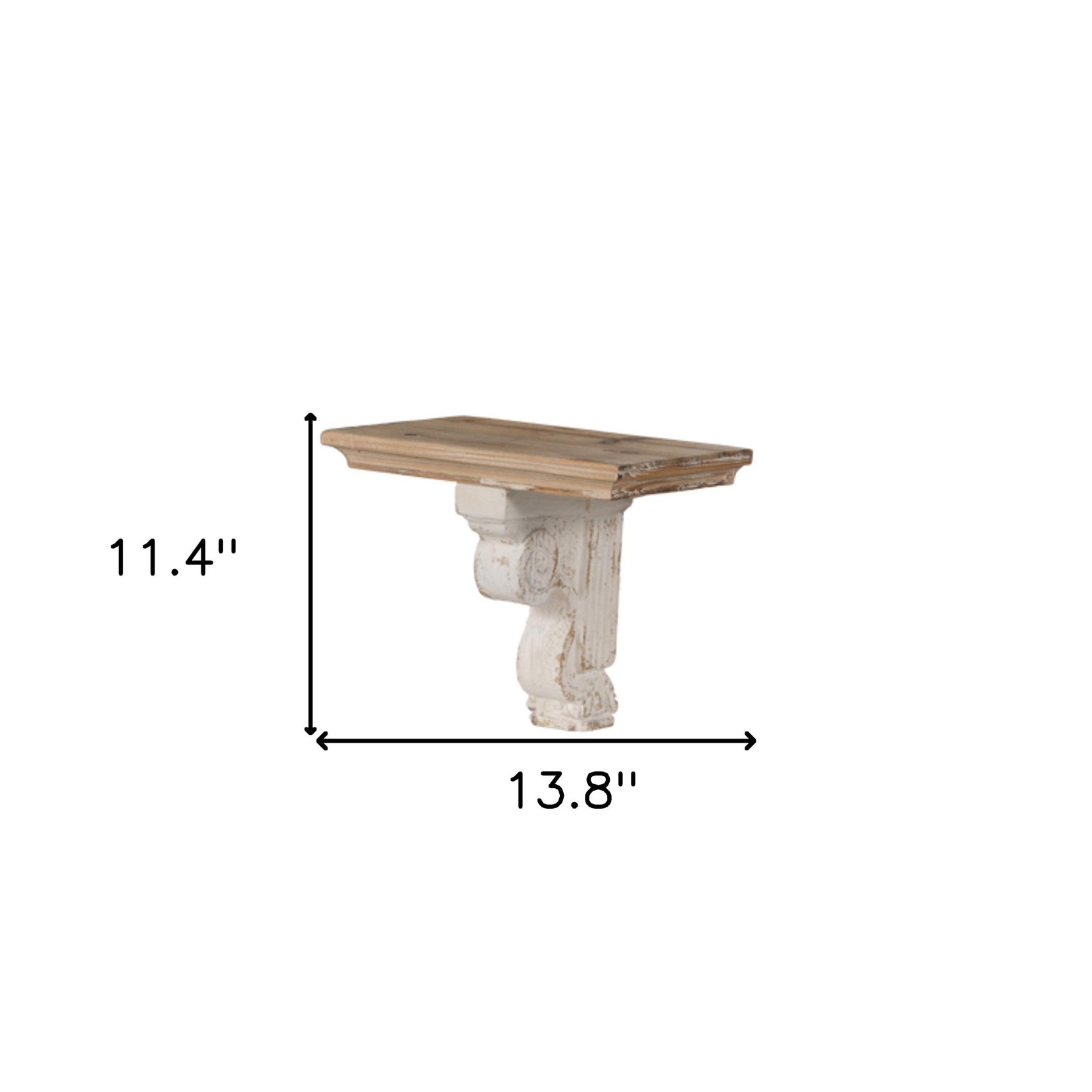 Classic Corbel Style White Washed Wall Shelf | 11.5