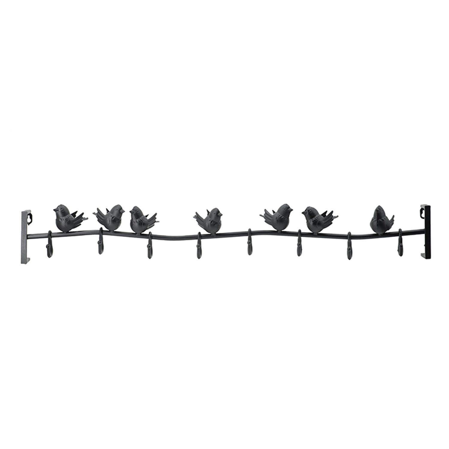 Modern Black Birds Eight Hook Wall Coat Hanger | 37