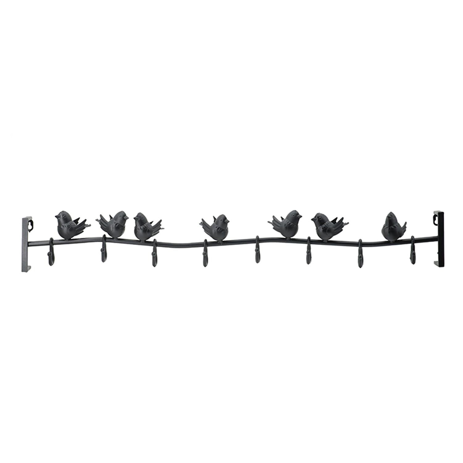 Modern Black Birds Eight Hook Wall Coat Hanger | 5