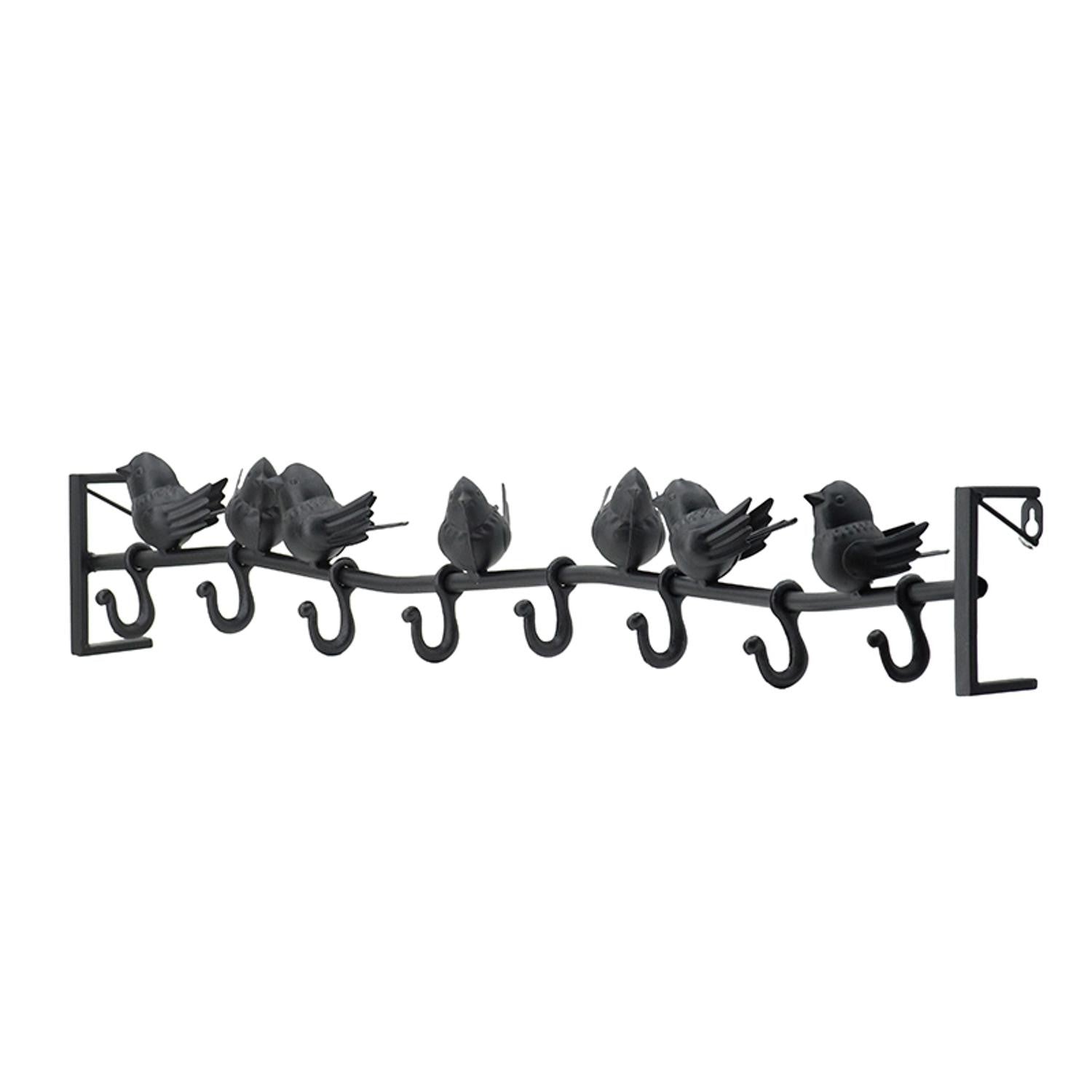 Modern Black Birds Eight Hook Wall Coat Hanger | 5