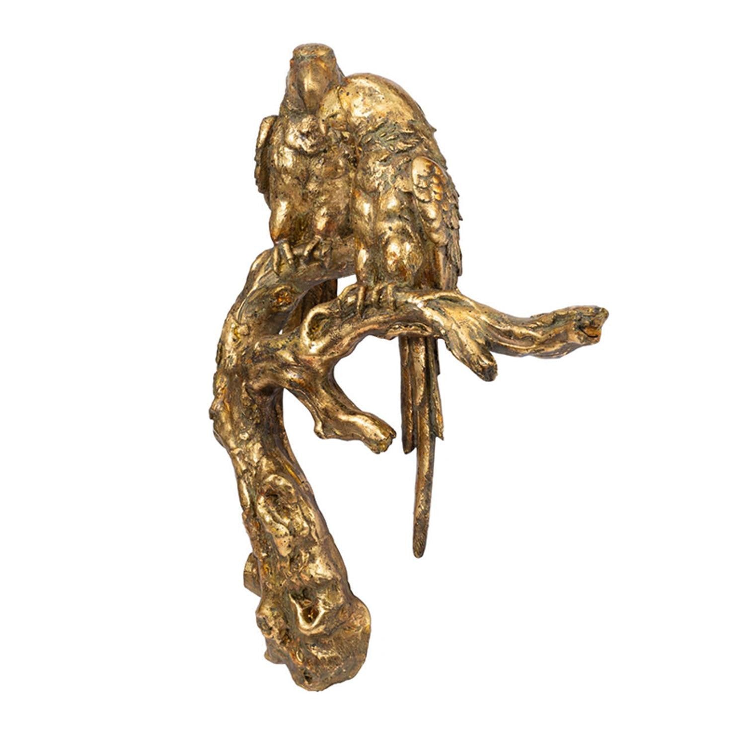 Antiqued Gold Parrots Sculpture | 10