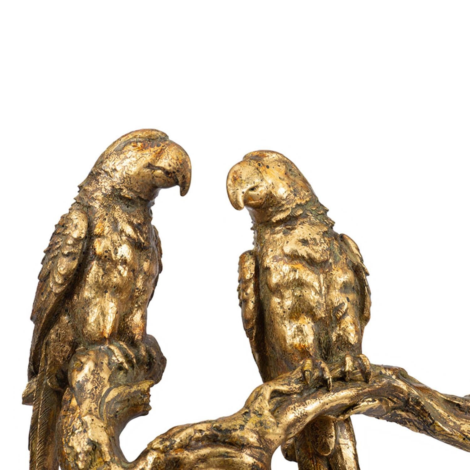 Antiqued Gold Parrots Sculpture | 10