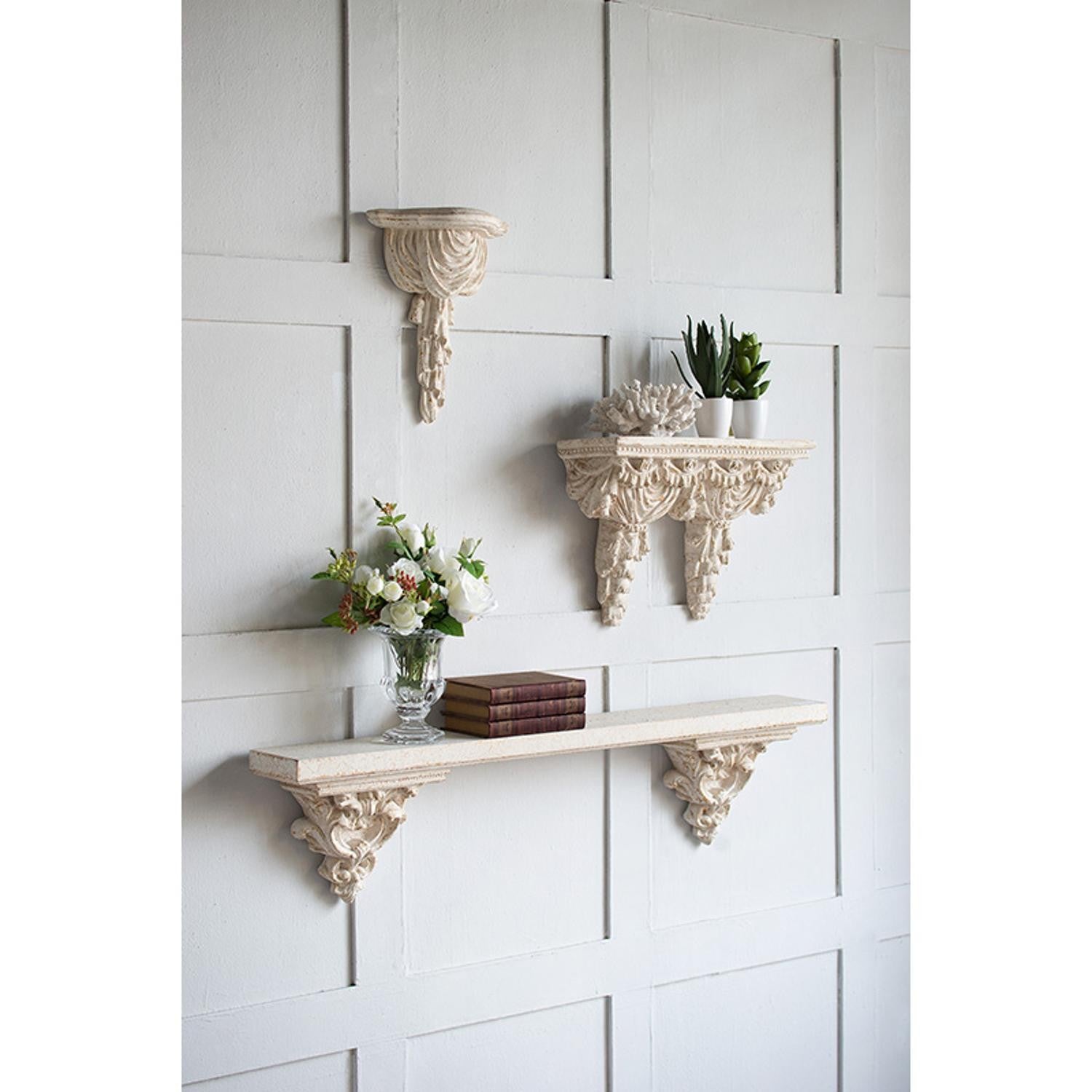 White Wash Vintage Wall Shelf | 11