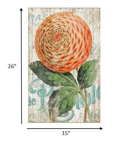 Orange Zinnia Flower Wood Wall Art | 26