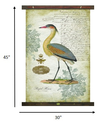 Yellow Vintage Heron Tapestry XL Wall Art | 45