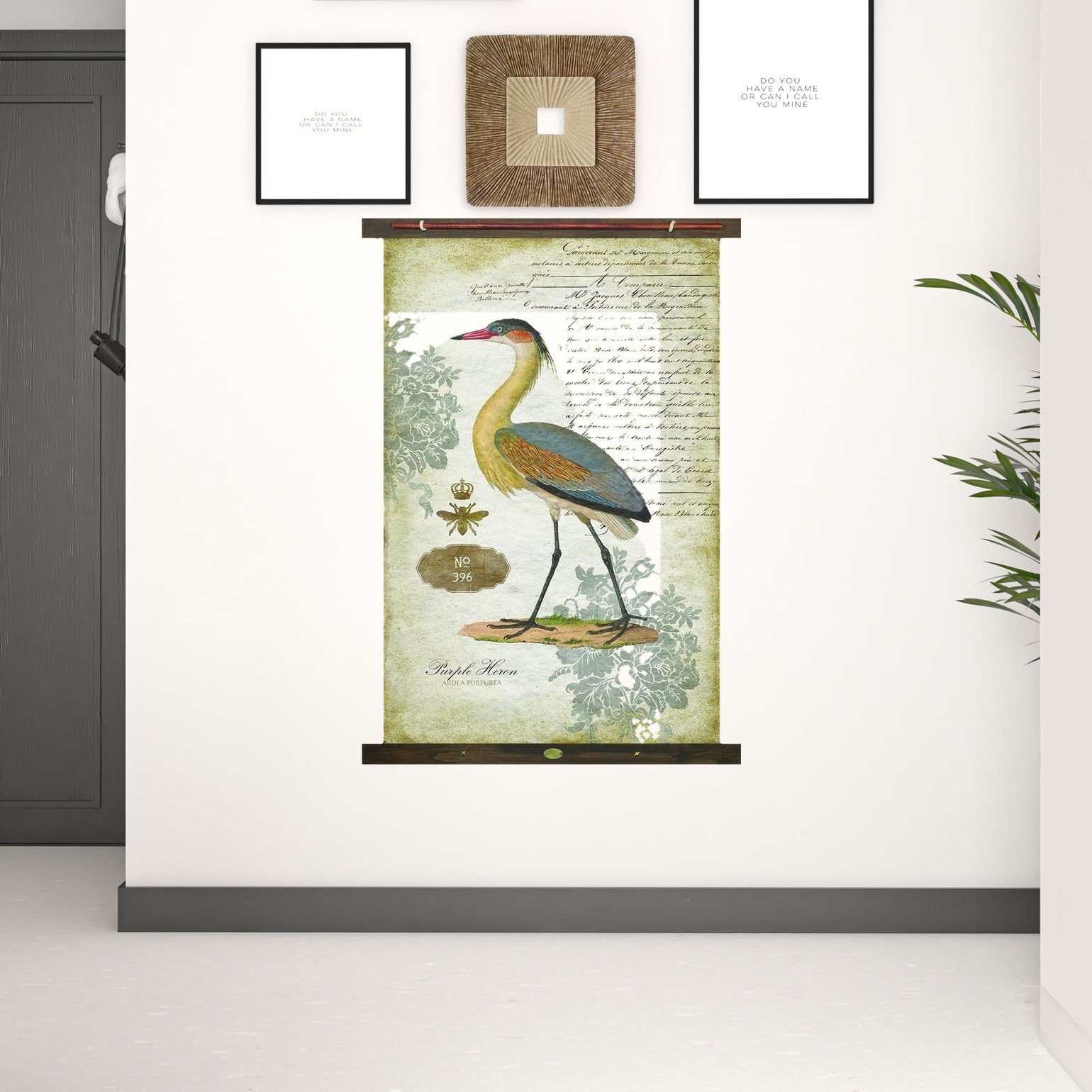 Yellow Vintage Heron Tapestry XL Wall Art | 45