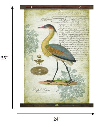 Yellow Vintage Heron Tapestry Wall Art | 36