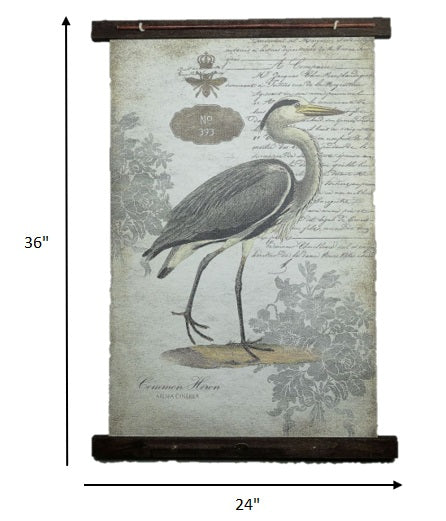 Grey Vintage Heron Tapestry Wall Décor | 36