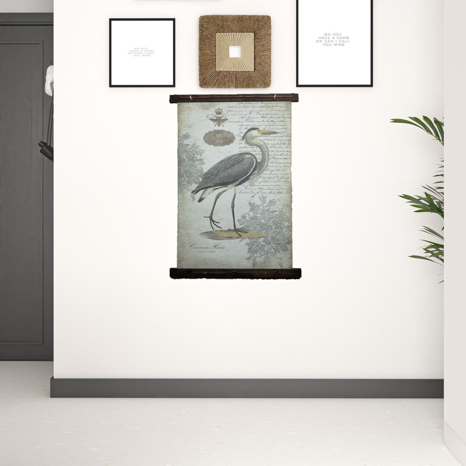 Grey Vintage Heron Tapestry Wall Décor | 36