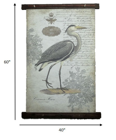 Grey Vintage Heron XL Tapestry Wall Décor | 60