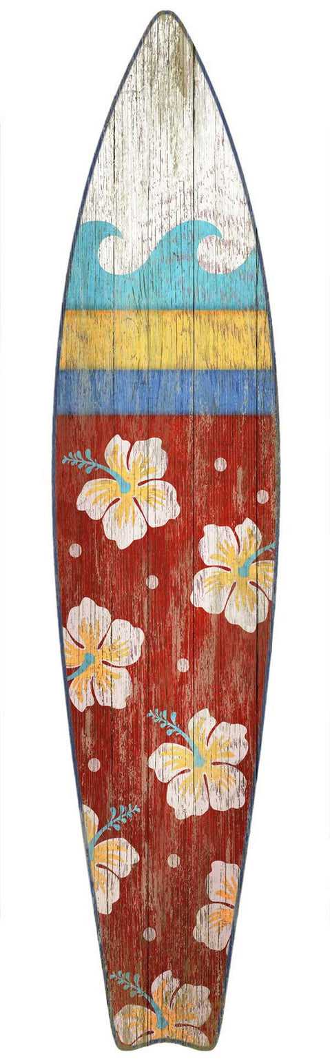 Vintage Hawaiian Flower Surfboard Wall Decor | 44