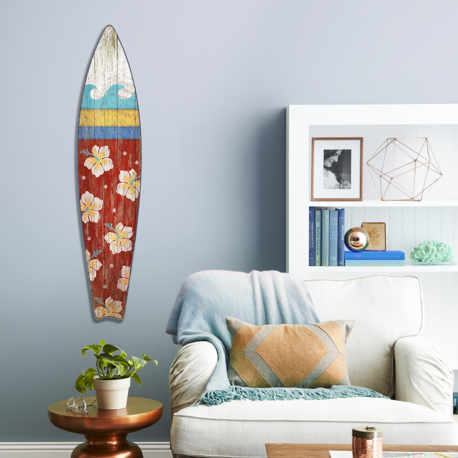 Vintage Hawaiian Flower Surfboard Wall Decor | 44