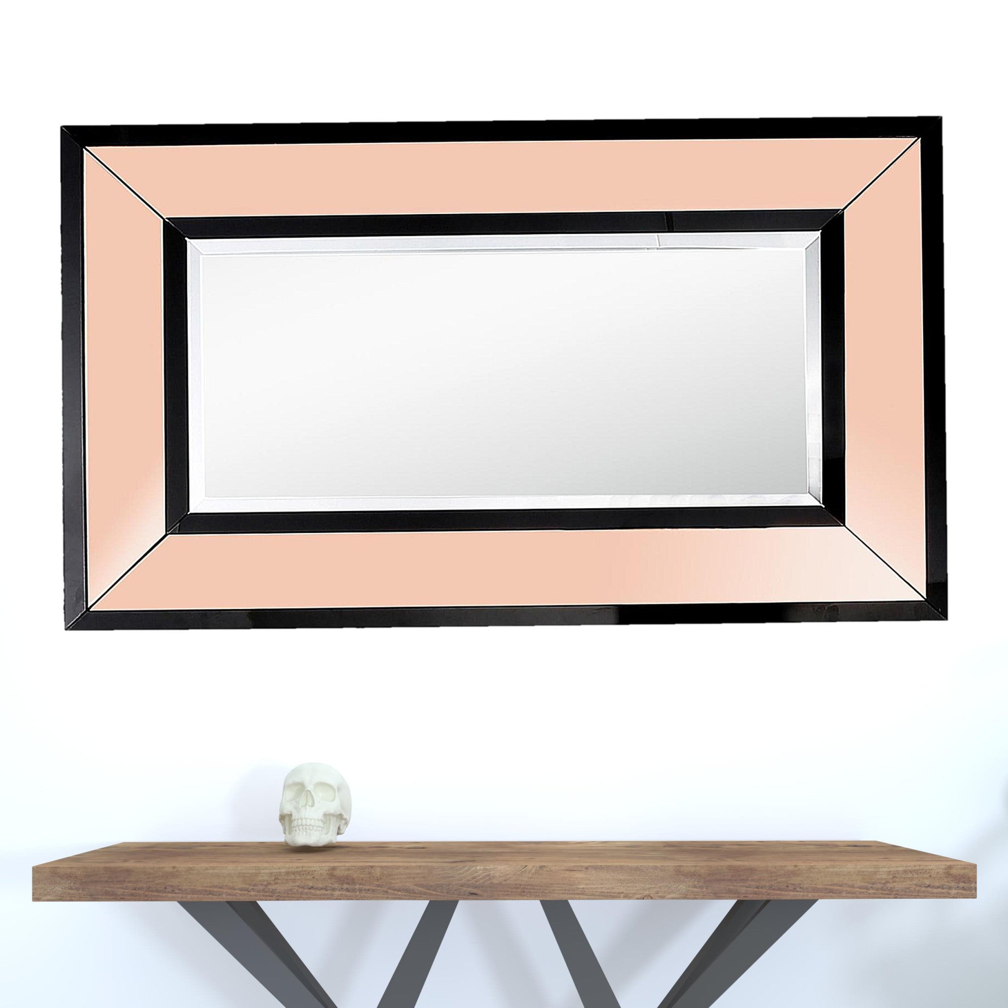 Rose Gold Accent Wood Wall Mirror | 25.5