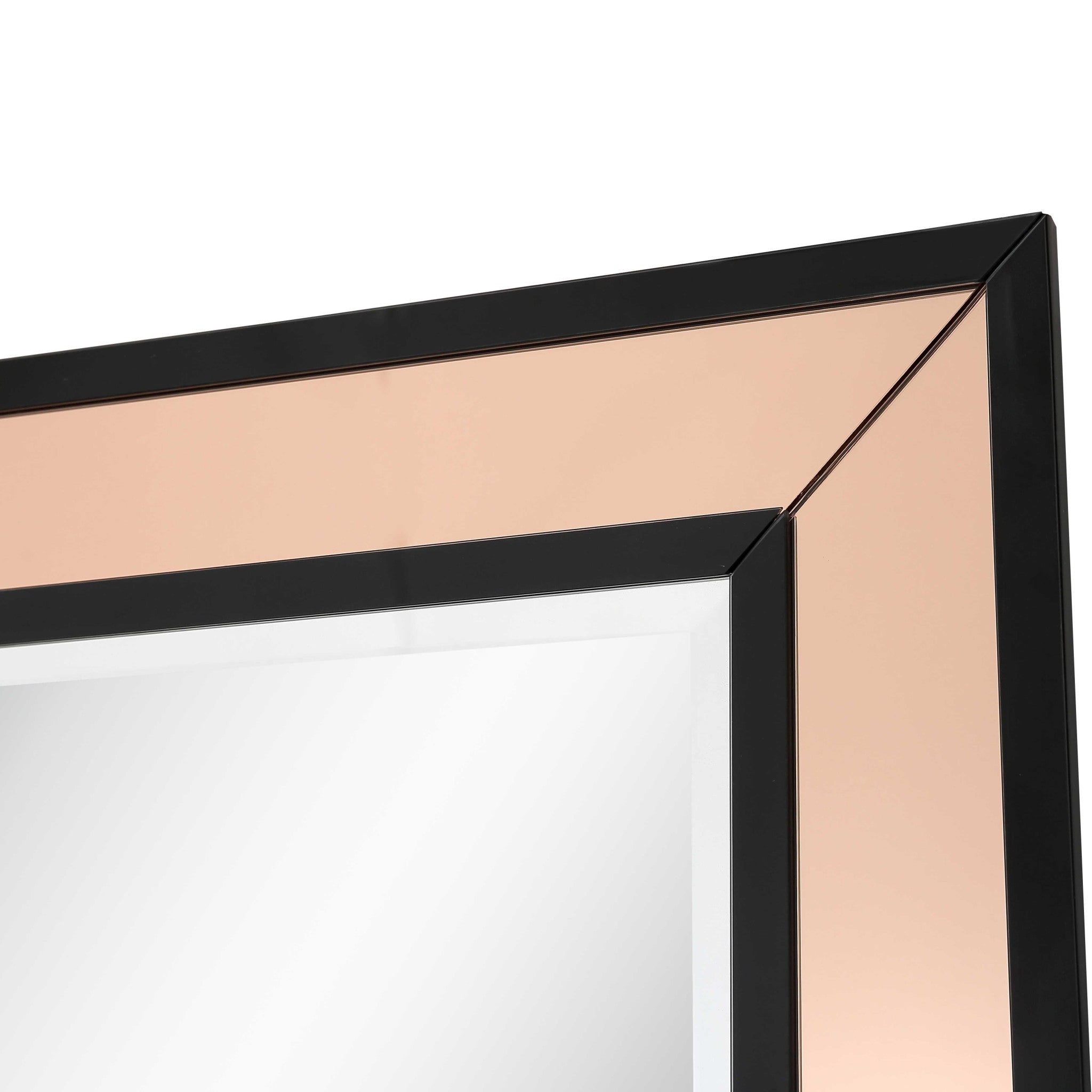 Rose Gold Accent Wood Wall Mirror | 25.5