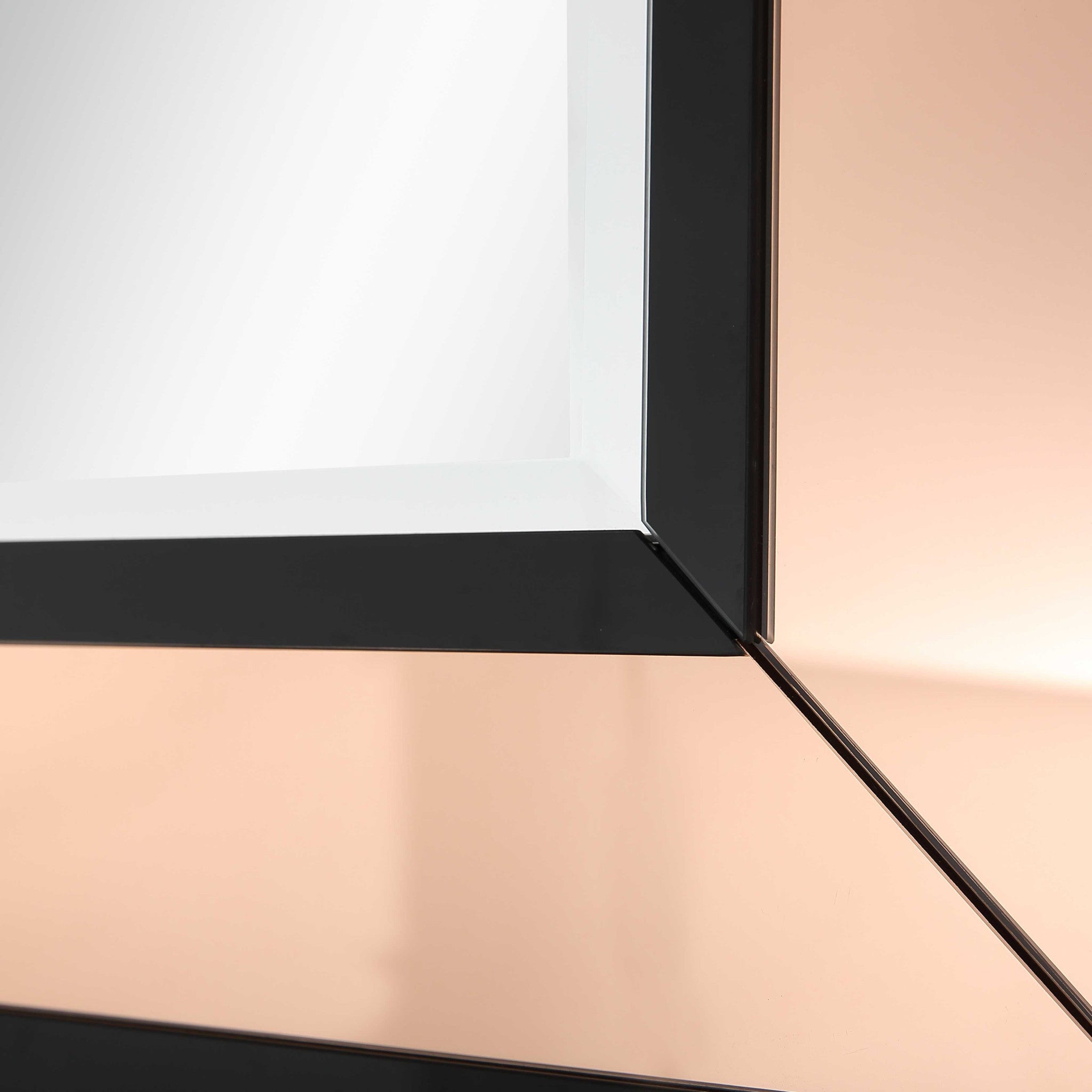 Rose Gold Accent Wood Wall Mirror | 25.5