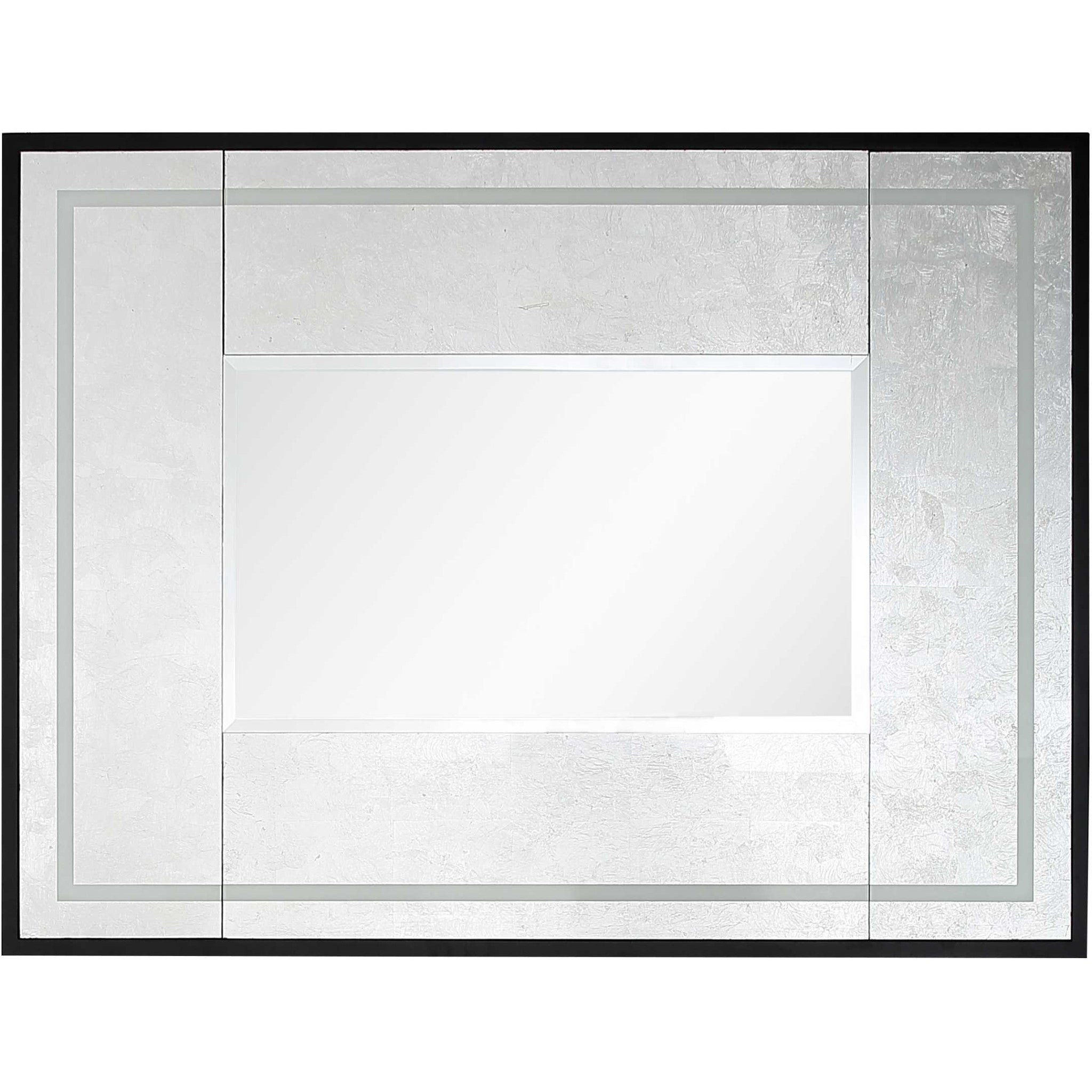 Silver Accent Wood Wall Mirror w/Black Frame | 35.5