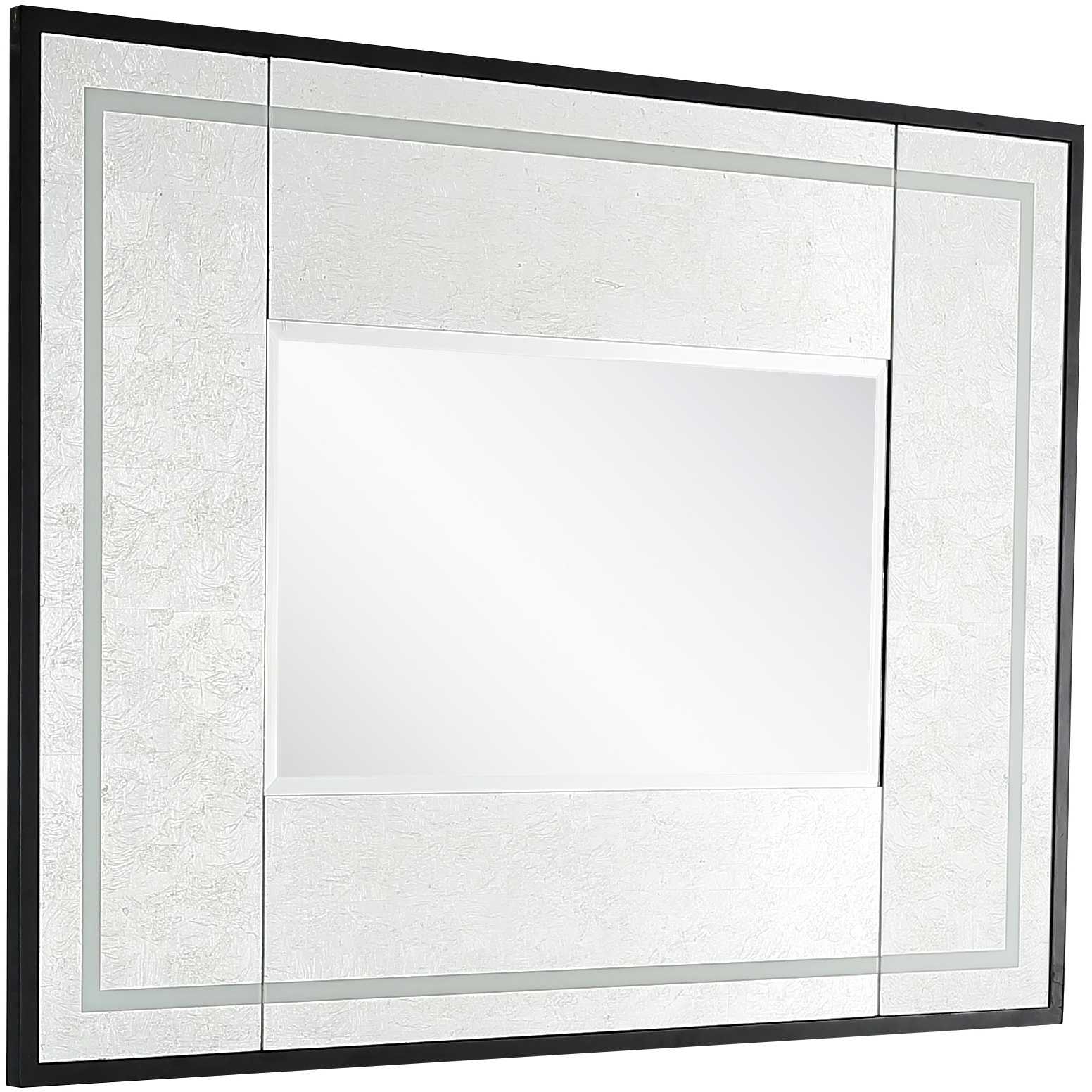 Silver Accent Wood Wall Mirror w/Black Frame | 35.5