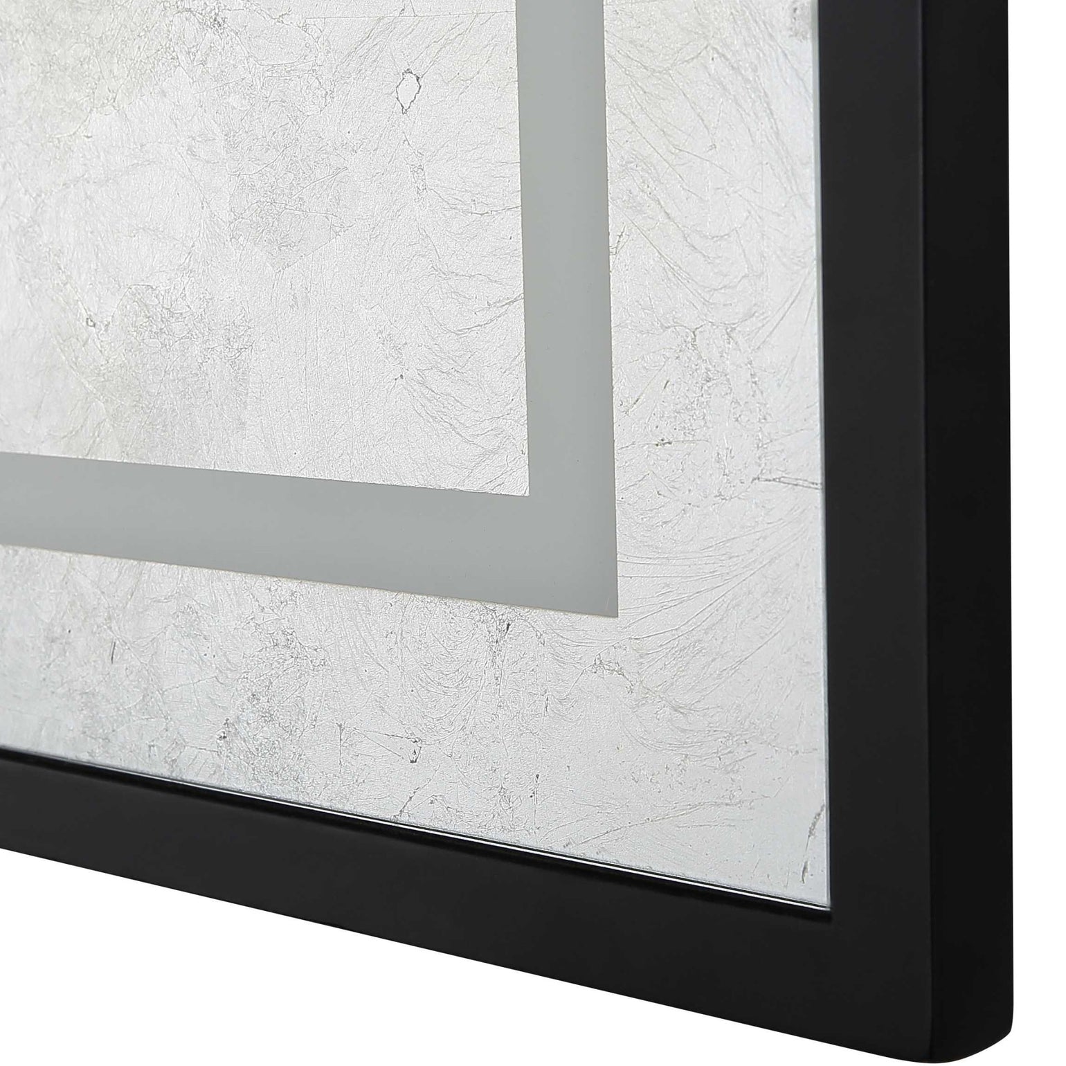 Silver Accent Wood Wall Mirror w/Black Frame | 47