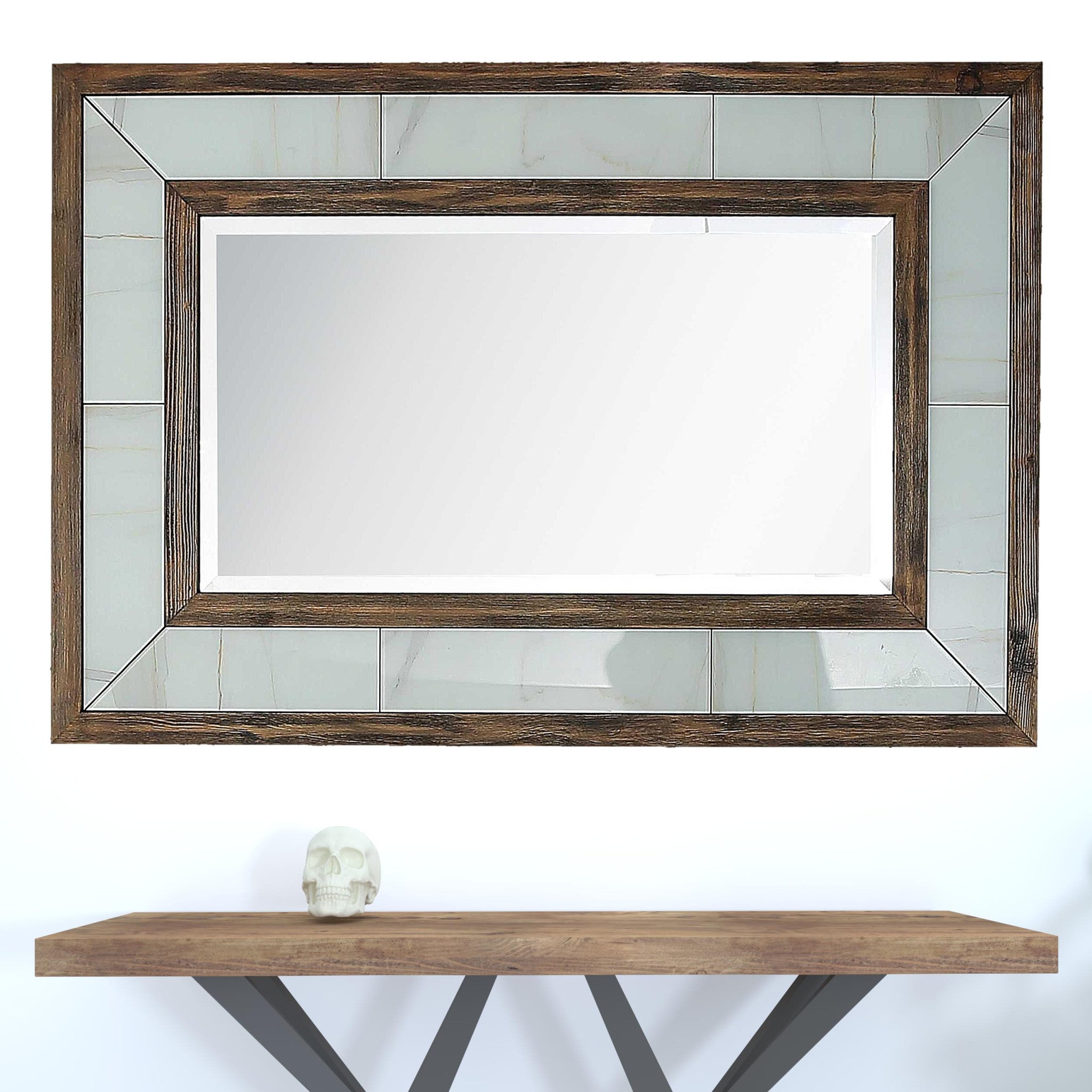 Brown Accent Wood Wall Mirror | 31.5